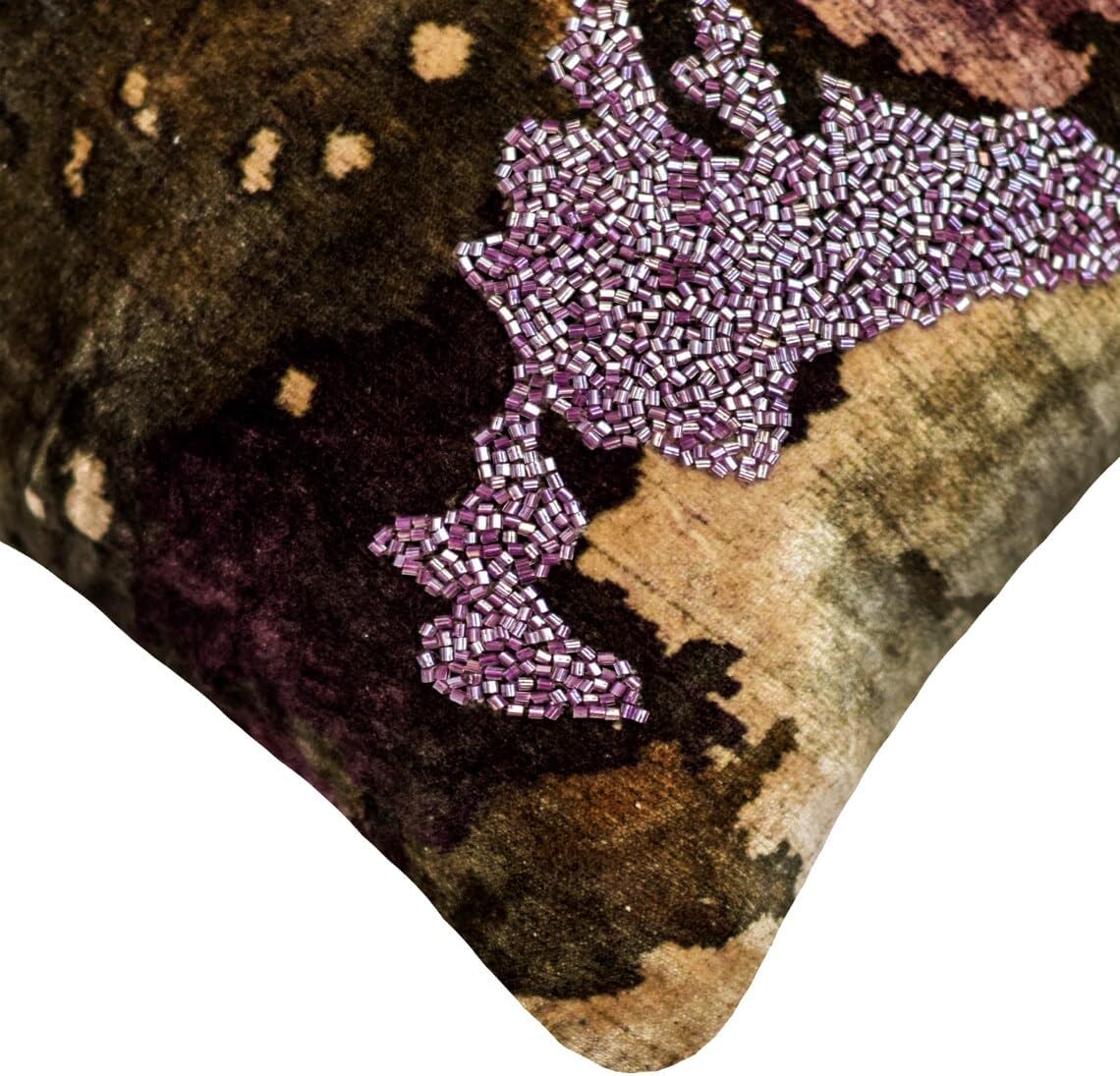 The HomeCentric Euro Pillow Sham, Purple 26"x26" (65x65 cm) Throw Pillow Covers, Velvet Floal, Beaded & Printed Throw Pillows for Sofa, Abstract Pattern Modern Easter - Flora N Fauna