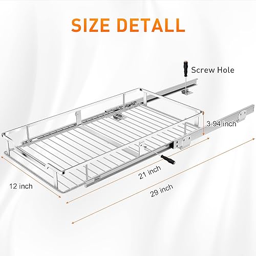 Miniatura 2 de Organizador de gabinete extraíble, paquete de 2 estantes de despensa deslizantes resistentes para cocina, baño, hogar, 12 pulgadas de ancho x 21