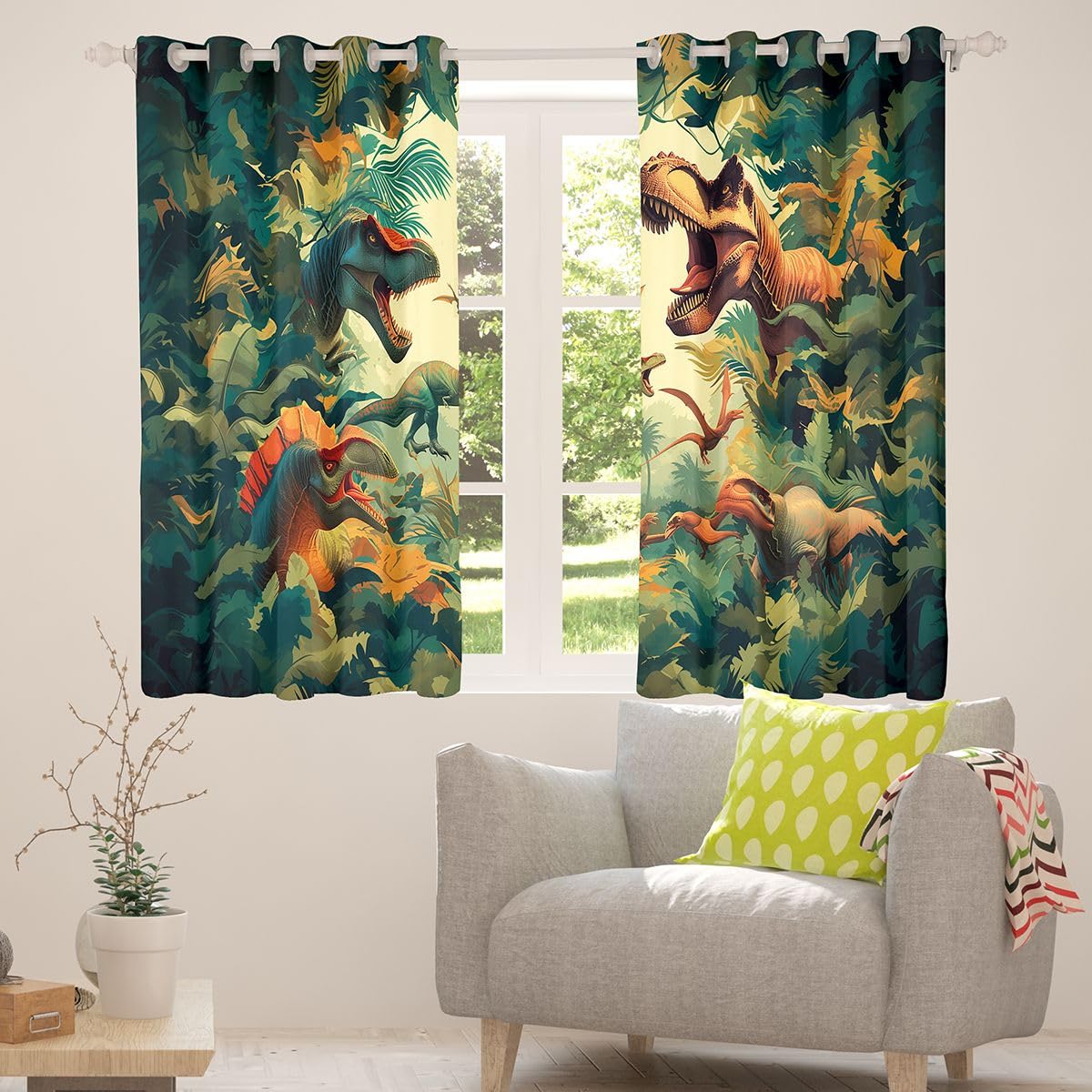 Homewish Lot de 2 Rideau Occultant 140x175cm Dinosaure