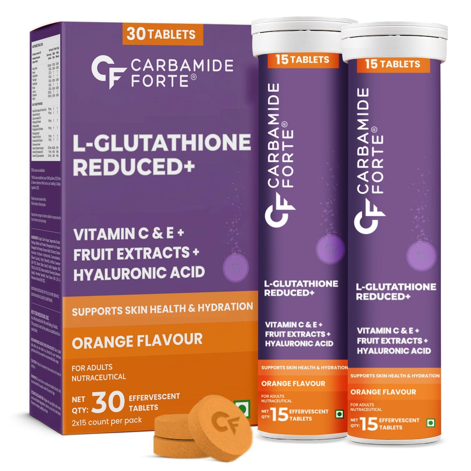 Carbamide Forte Japanese Reduced L Glutathione Supplements Effervescent Tablet 600mg | L Glutathione Tablets for skin whitening with Vitamin C, Hyaluronic Acid, Blue Berry Extract, Goji Berry Extract, Grape seed Extract, Vitamin E, Lycopene, Astaxanthin, Biotin & Selenium - 30 Tablets-picture-12