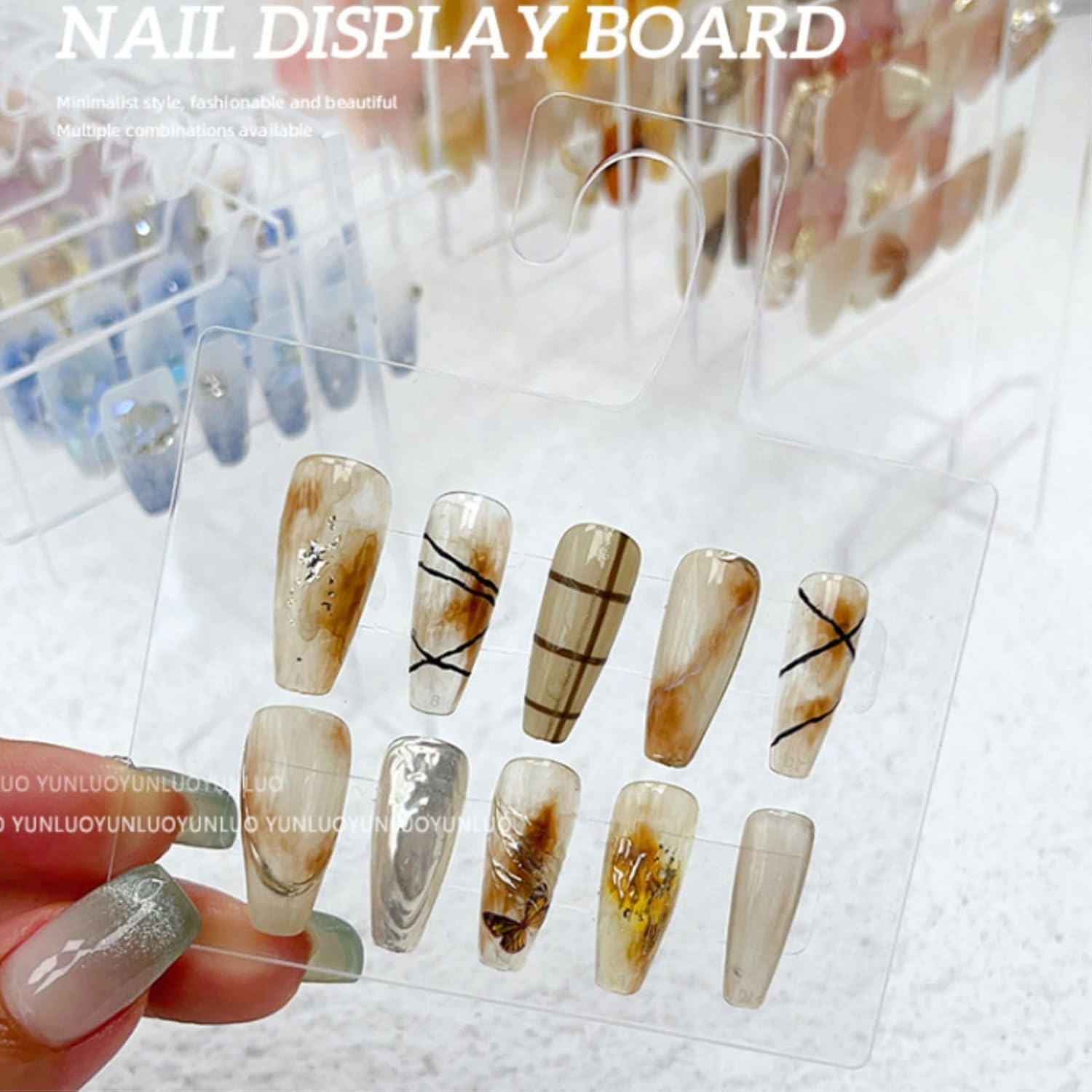 Nail Hanger Stand, Acrylic Nail Art Display Board, Transparent Nail Sample Organizer, Nail Hanger Display Holder with 10pcs Hanger(M) - Image 3