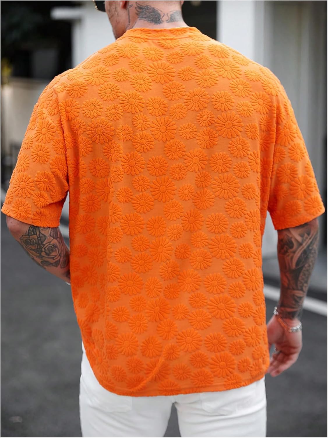 Men's Floral Tees Tops Crewneck Shirt Short Sleeve Vacation Summer T Shirt Streetwear - Image 3