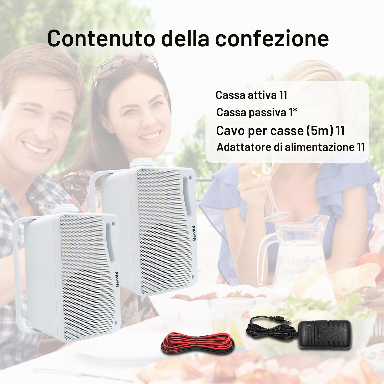 Herdio 3,5 Pollice Bluetooth Altoparlanti da esterno 200Watt Diffusori da Esterno Casse per Esterno Per Esterno,All-Weather Durability, per Patio Marine Boat Garage Indoor (Coppia，Bianco)