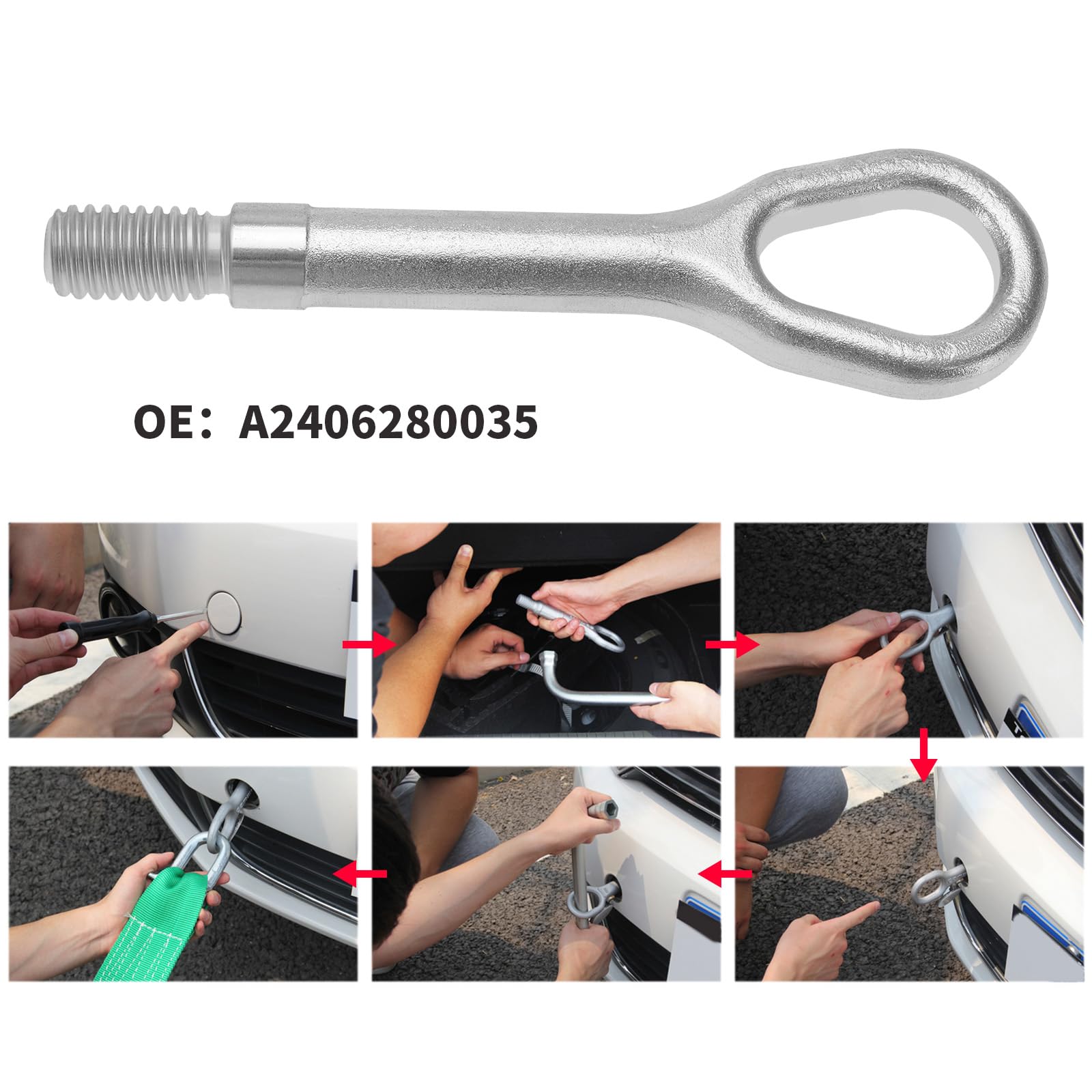 OTOTEC 1 gancio di traino compatibile con Mercedes Sprinter 906 907, compatibile con Volkswagen Crafter 2E A2406280035 4416648 4500594 504025460