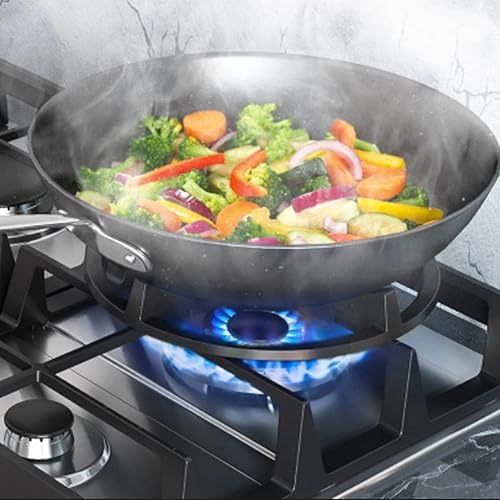 Miniatura 8 de Anillo de wok, anillo de soporte de wok de 9 pulgadas, estufa de gas de hierro fundido, antideslizante, para quemador superior, soporte para sartén