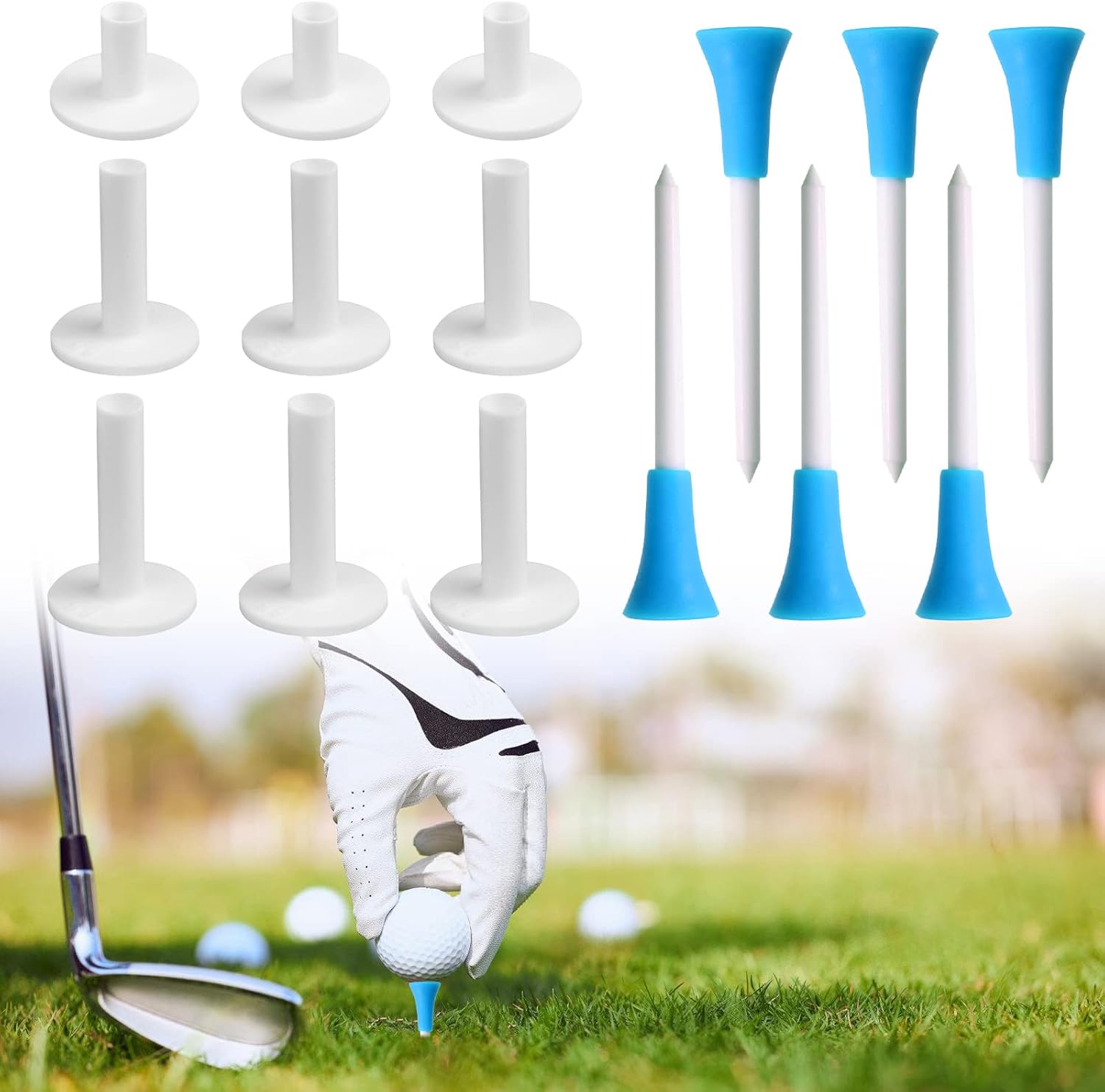 NASHARIA Rubber Golf Tees 12 Pieces Rubber Tees for Golf
