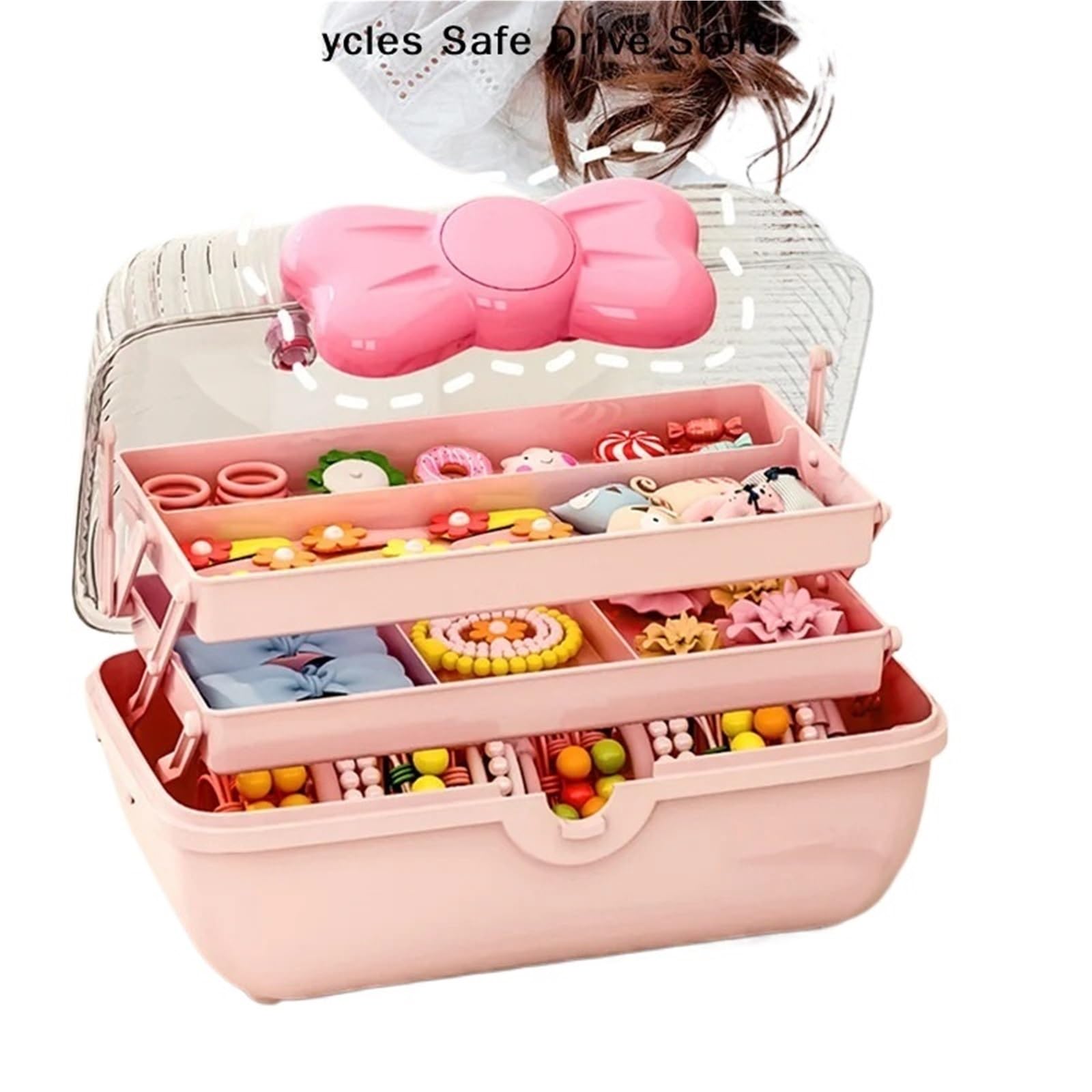 Haargummi Organizer Multi-schicht Haarnadel Organizer Schmuck Fall Kopf Seil Stirnband Display Rack Haar Zubehör Lagerung Box(Purple)