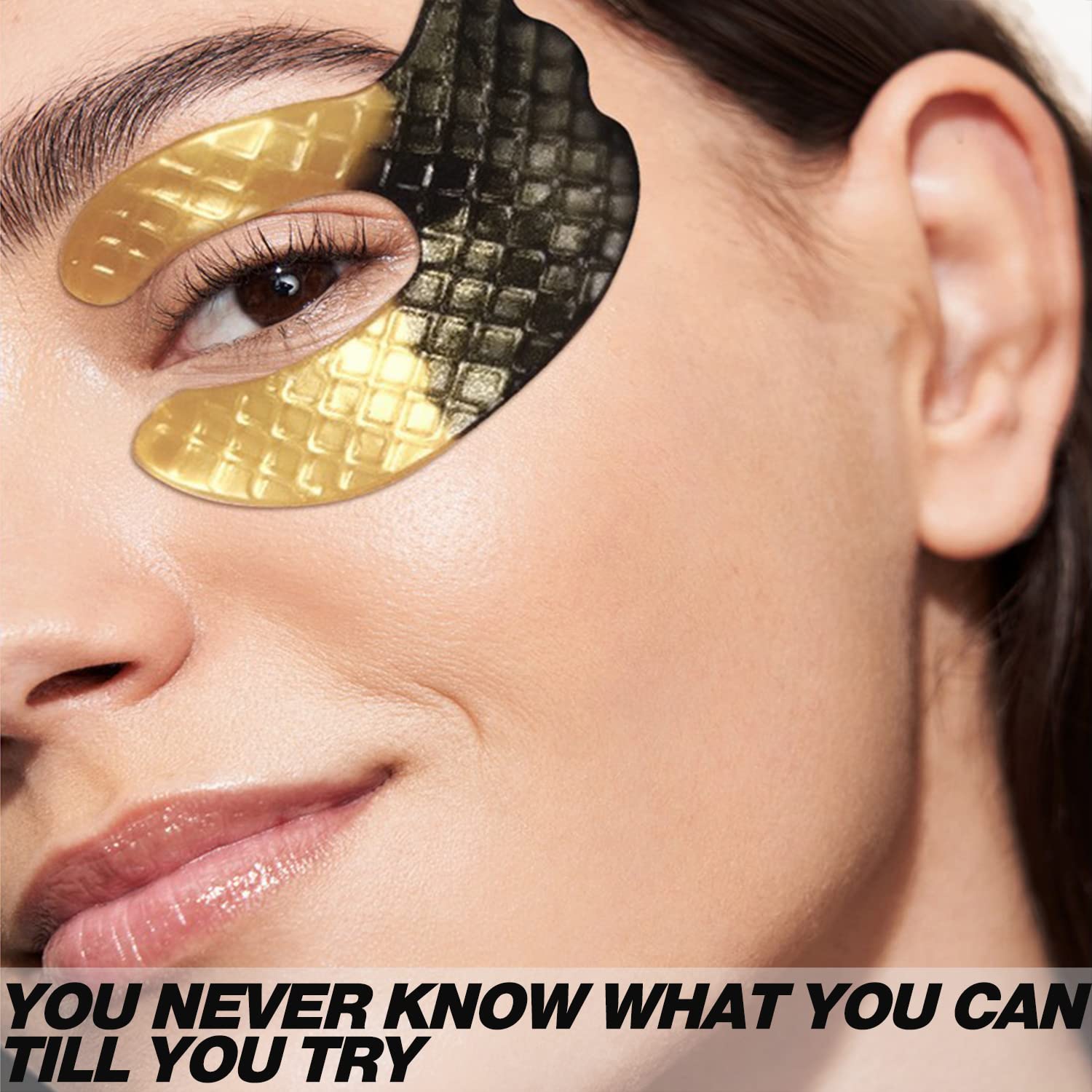 ICANdOIT Máscara de ojos de oro de 24 quilates para ojeras e hinchazón, antienvejecimiento, antiarrugas con ácido hialurónico y colágeno, parches de ojos para todo tipo de piel, 21 pares