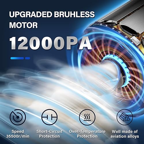 Miniatura 2 de Aspirador de coche portátil inalámbrico - 12000PA 3 en 1 aspiradora de coche de alta potencia inalámbrica de mano - Plumero de aire - Mini