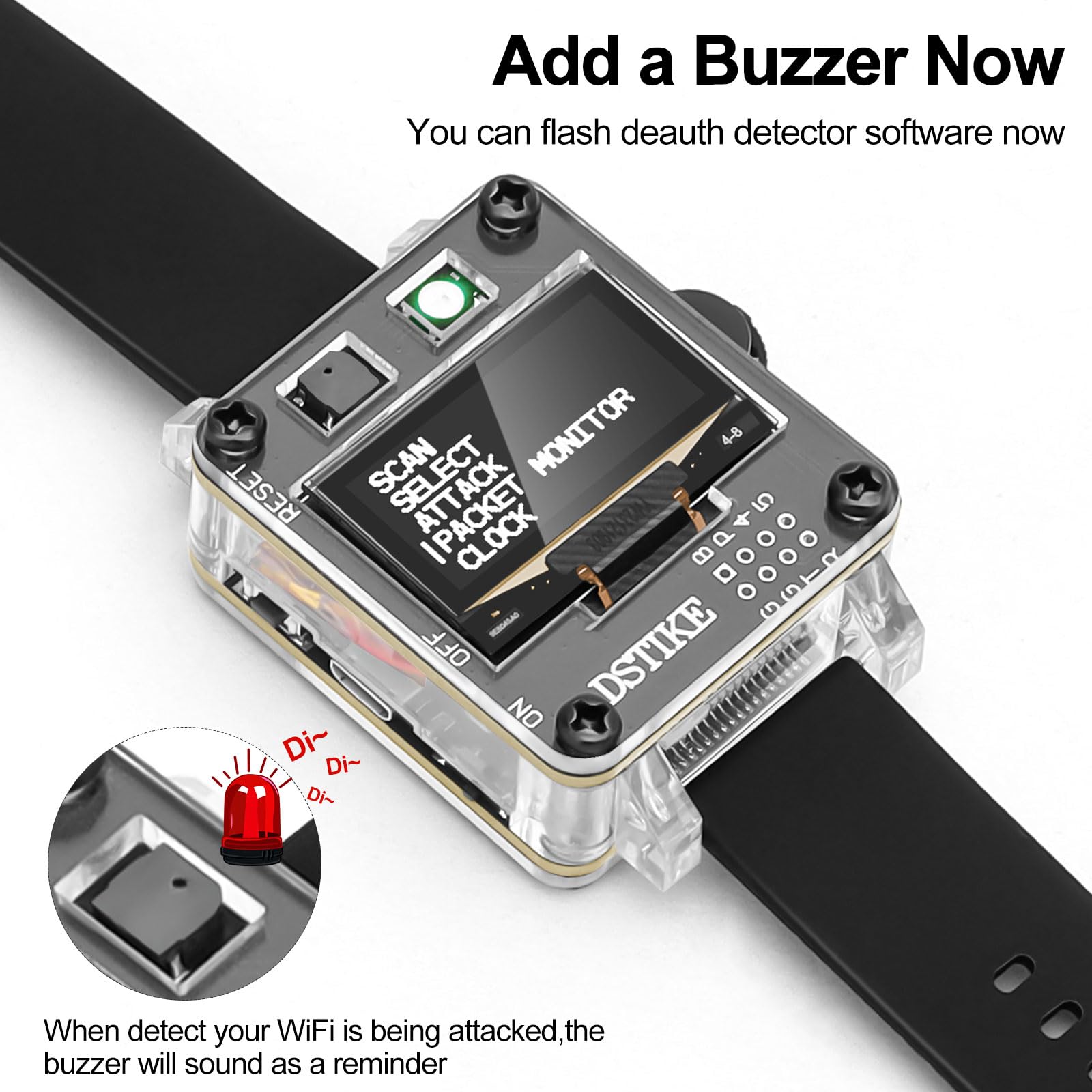 Seamuing WiFi Test Tool Deauther Watch SE ESP8266 Scheda di Sviluppo Programmabile ESP-12F con Cicalino Display OLED Batteria Integrata da 500mAh per Nodo MCU Arduino