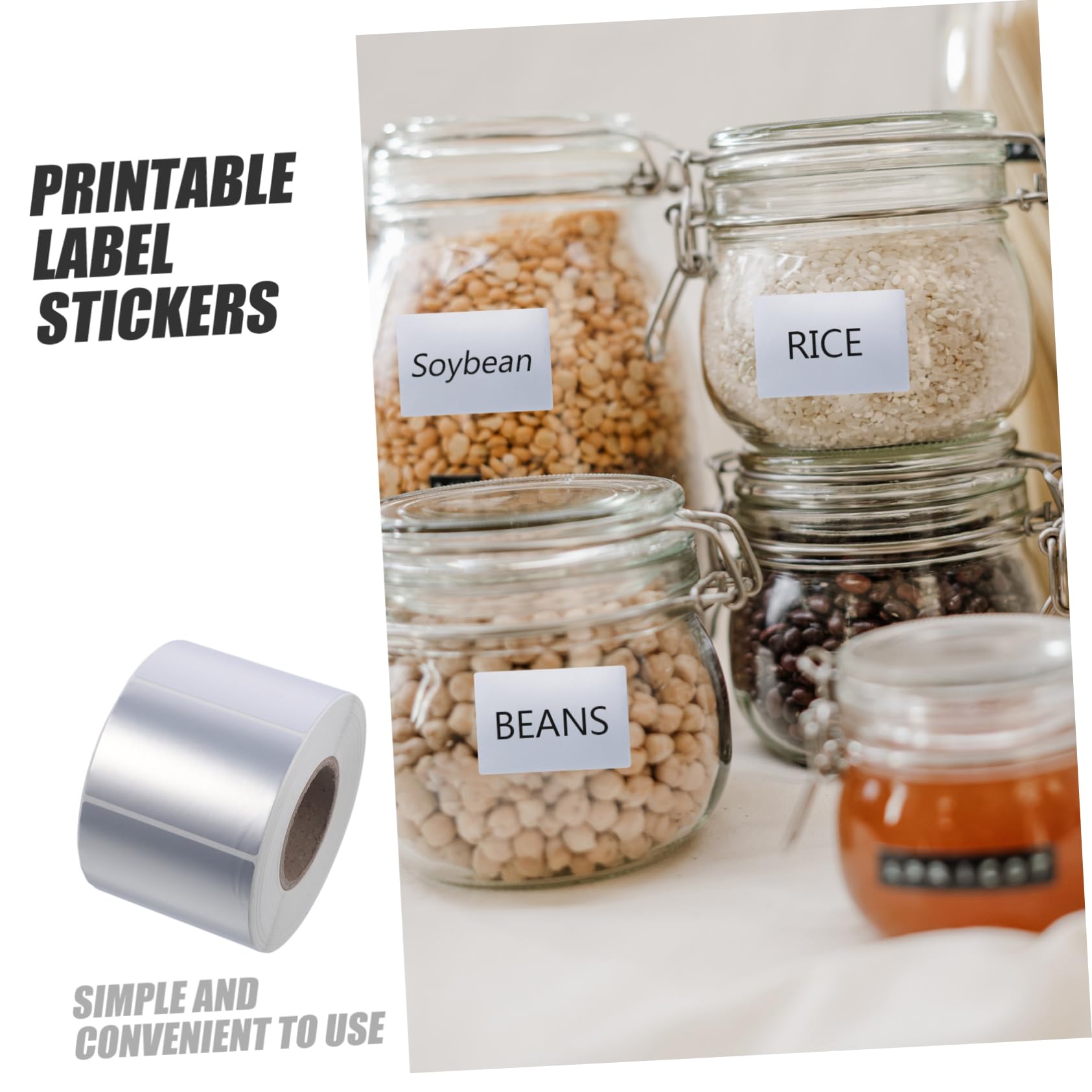 Etichette Adesive Stampabili Argento Pet 1 Rotolo da 1500 Pezzi | Resistenti All’acqua, Superficie No Smudge, Formato Rettangolare Angoli Arrotondati