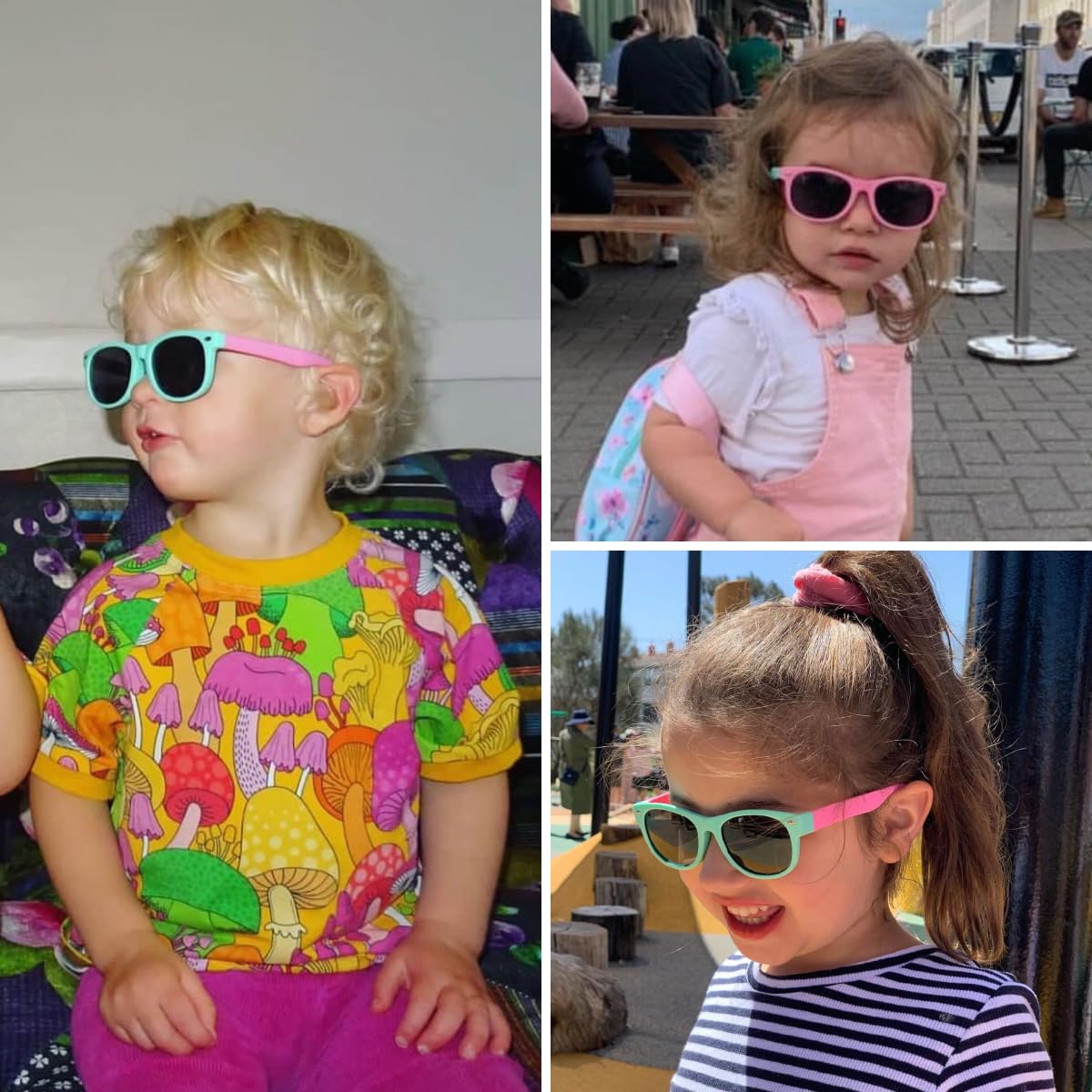 BEALER Gafas de sol polarizadas para niños y niñas, protección UV, goma flexible TPEE para niños de 3 a 9 años