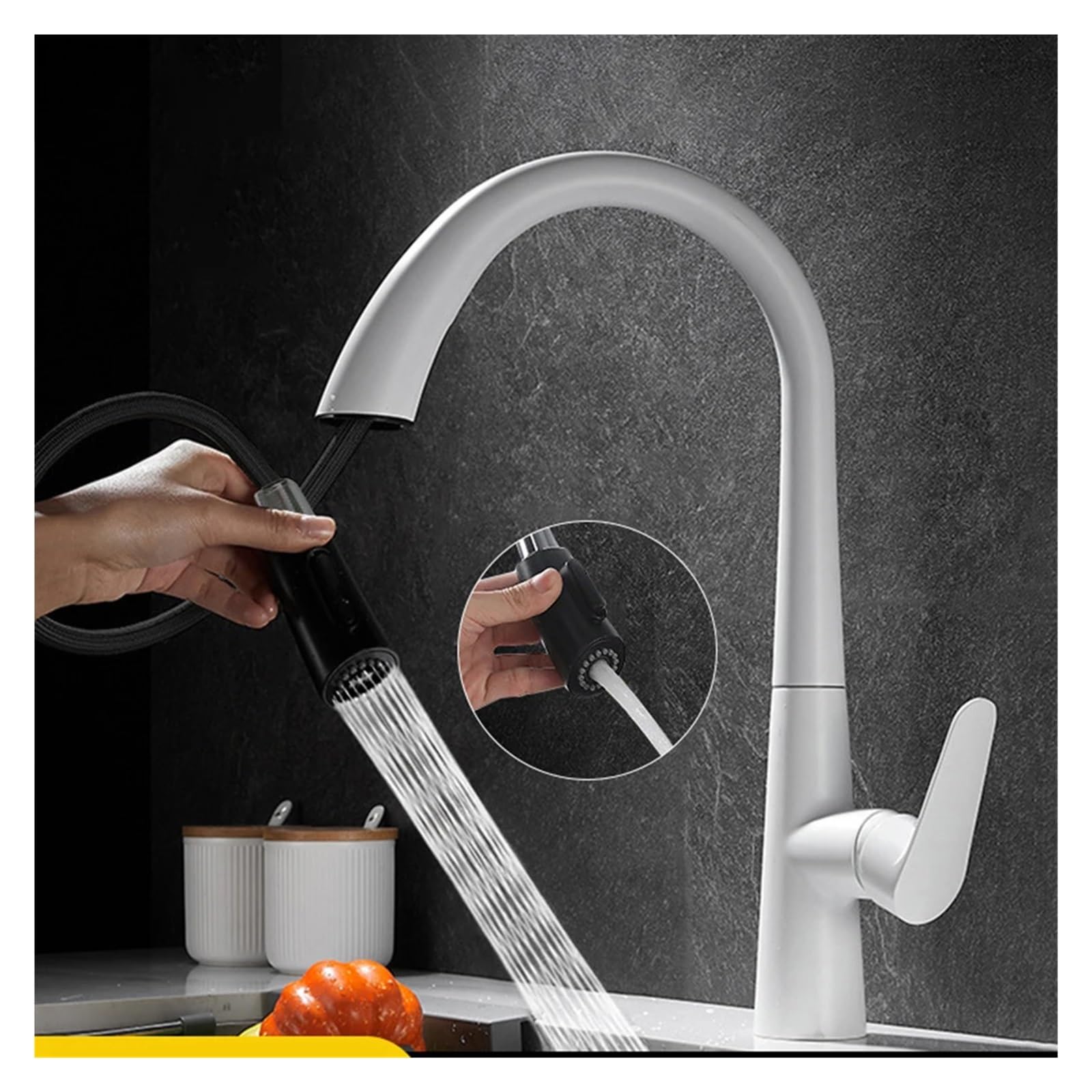 Grifo de Cocina extraíble Giratorio de 360 Grados, Grifo de Agua fría y Caliente para Lavabo, Fregadero, Grifo retráctil a Prueba de Salpicaduras para Fregadero de cocin