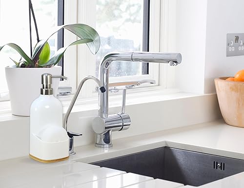 Miniatura 7 de Clasin Home Dispensador de jabón para fregadero de cocina con soporte de esponja, repuesto de jabón para platos, 17 onzas líquidas, elegante
