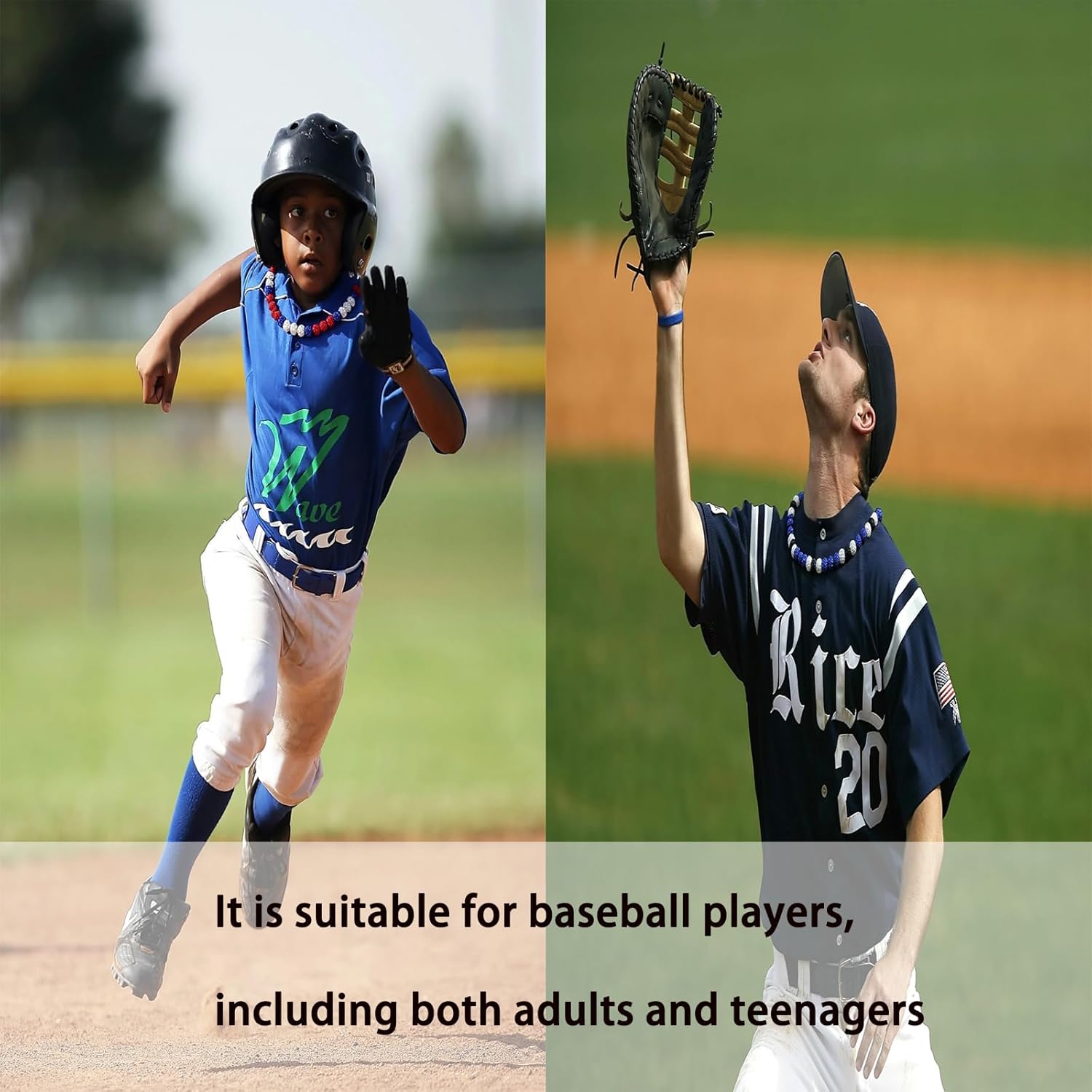 Baseball Bead Necklace for Men Women Baseballer Inspired Unisex Rhinestone Discoball Necklaces Jewelry-gift for baseball team lovers （6 Pcs） - Image 3