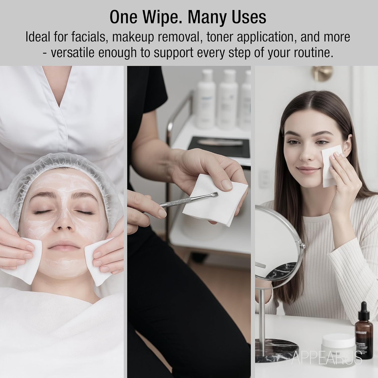 Appearus Professional Spa 4x4 Non-Woven Esthetic Facial Wipes Towelettes for Spa, Salon, Skincare, Cleansing & Makeup Removal (2400 Count/12 Boxes)