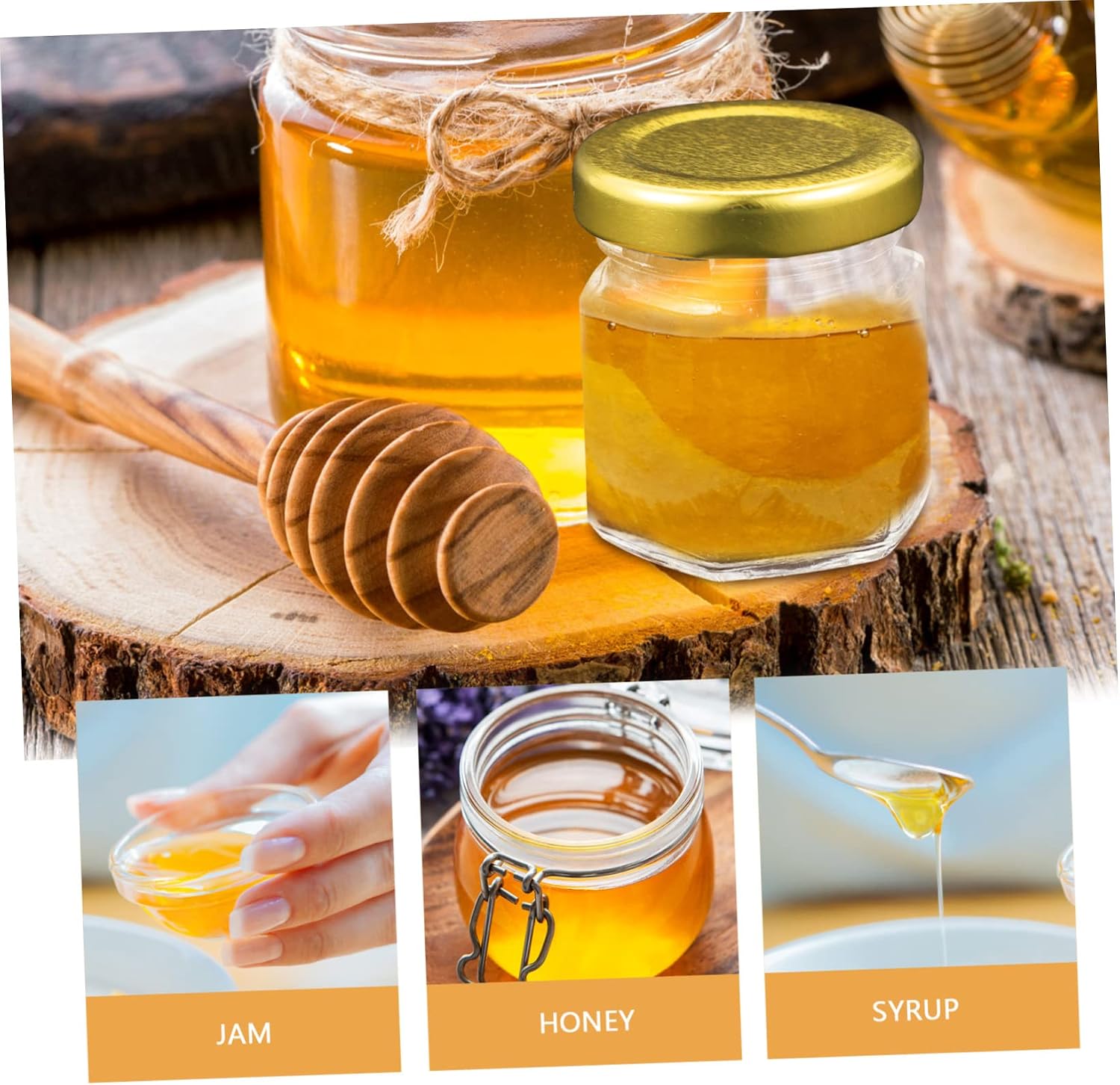 Zerodeko 20pcs Glass Honey Dispenser Lid Airtight Storage Jars for Honey and Jam Containers for Kitchen Organization Each Caps