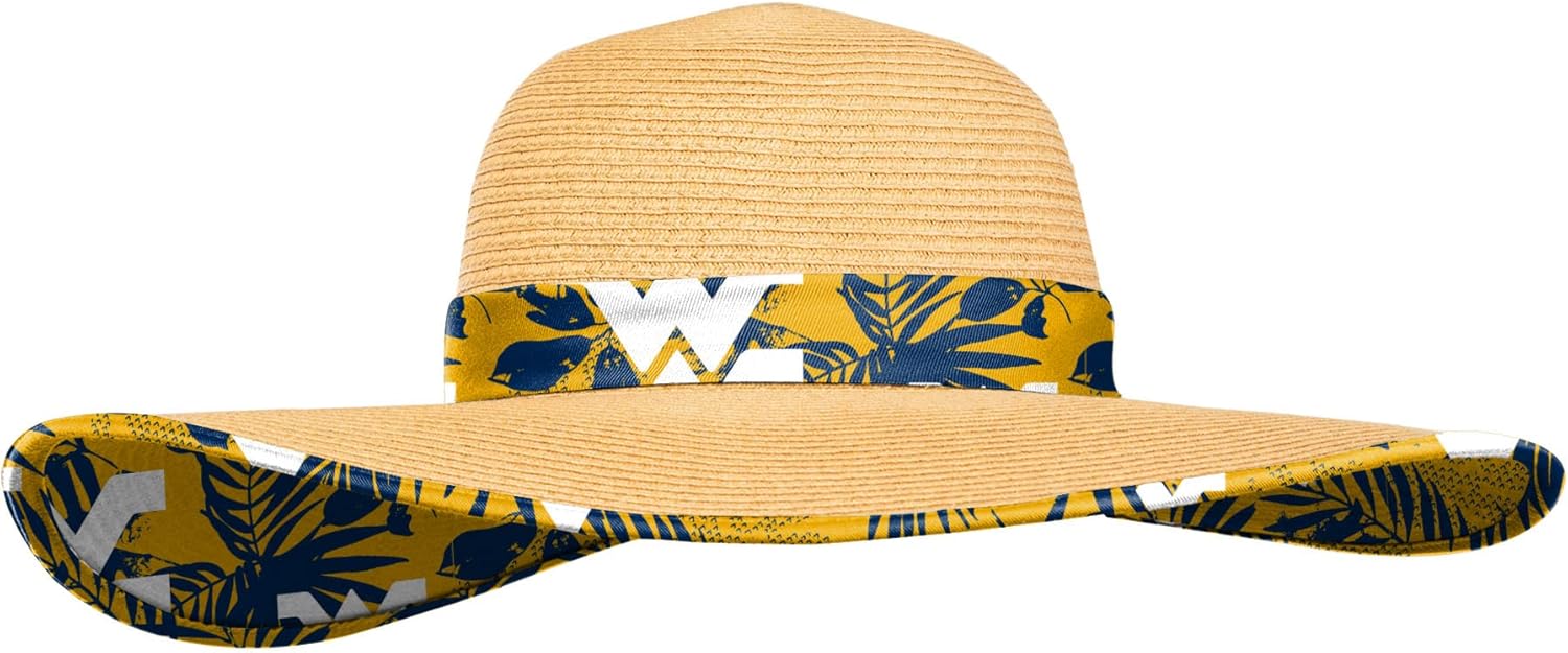 FOCO NCAA Womens NCAA College Ladies Team Logo Floral Straw Sun Hat