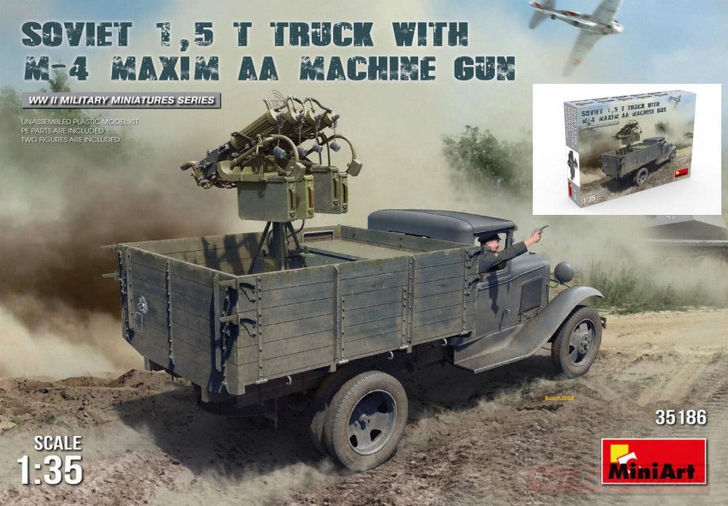 MiniArt Kit da Montare in Scala Compatibile con Soviet 1,5 t Truck W/M-4 Maxim AA Machine Gun Kit 1:35 MIN35186