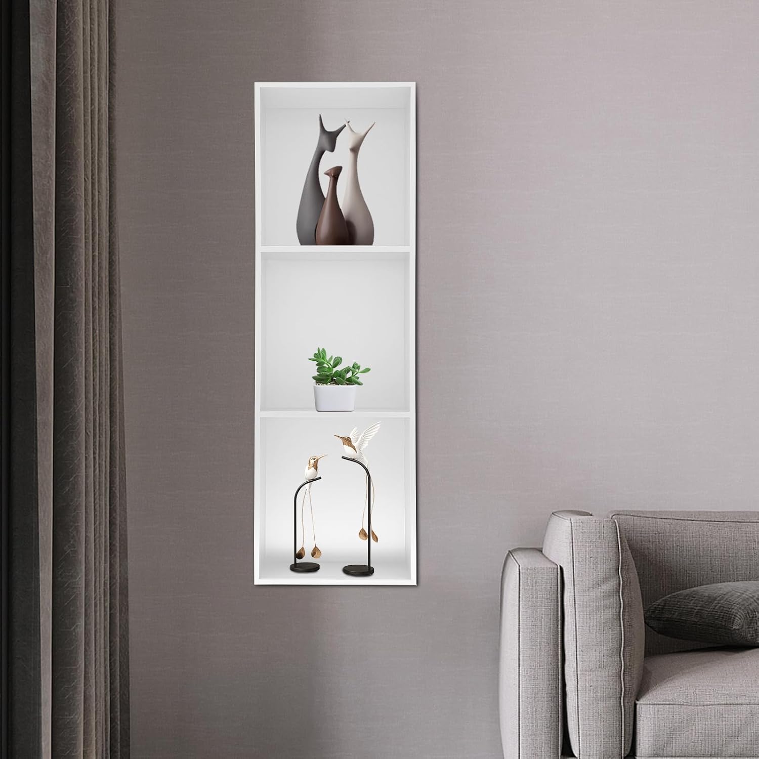 11.02X4.92X35.43in Recessed Bathroom Shower Shelf, 3 Layers Wall Niche Stainless Steel Recessed Cubby, Shower Storage Shelf for Bathrooms, Kitchens, Living Rooms, White