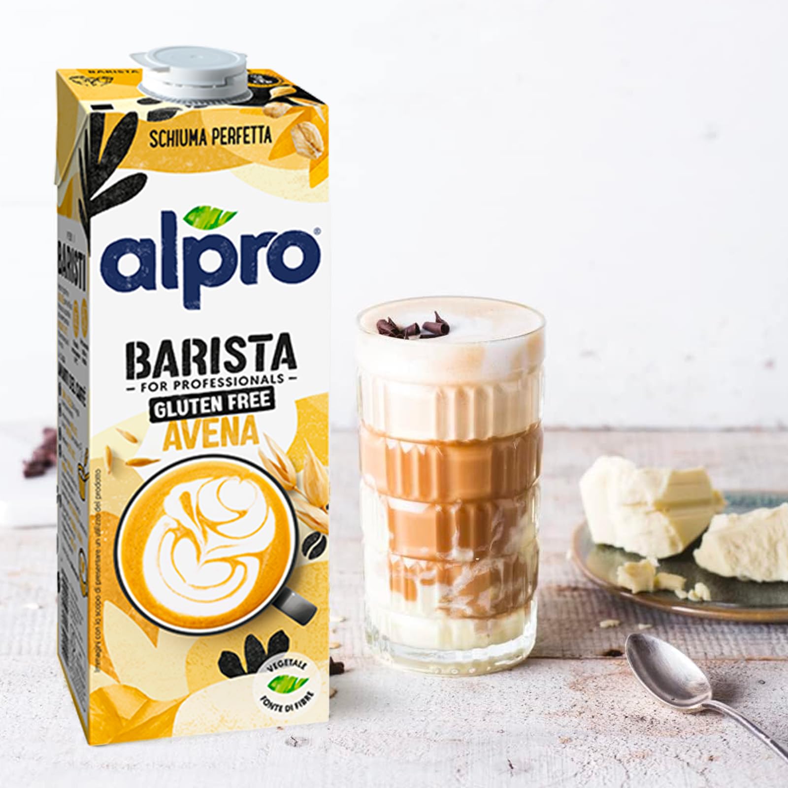 ALPRO BARISTA PROFESSIONAL, Bevanda all'AVENA, Naturalmente Senza Lattosio, per Deliziose Creazioni da Bar 100% Vegetale, Senza Glutine - 8 confezioni x 1 Litro