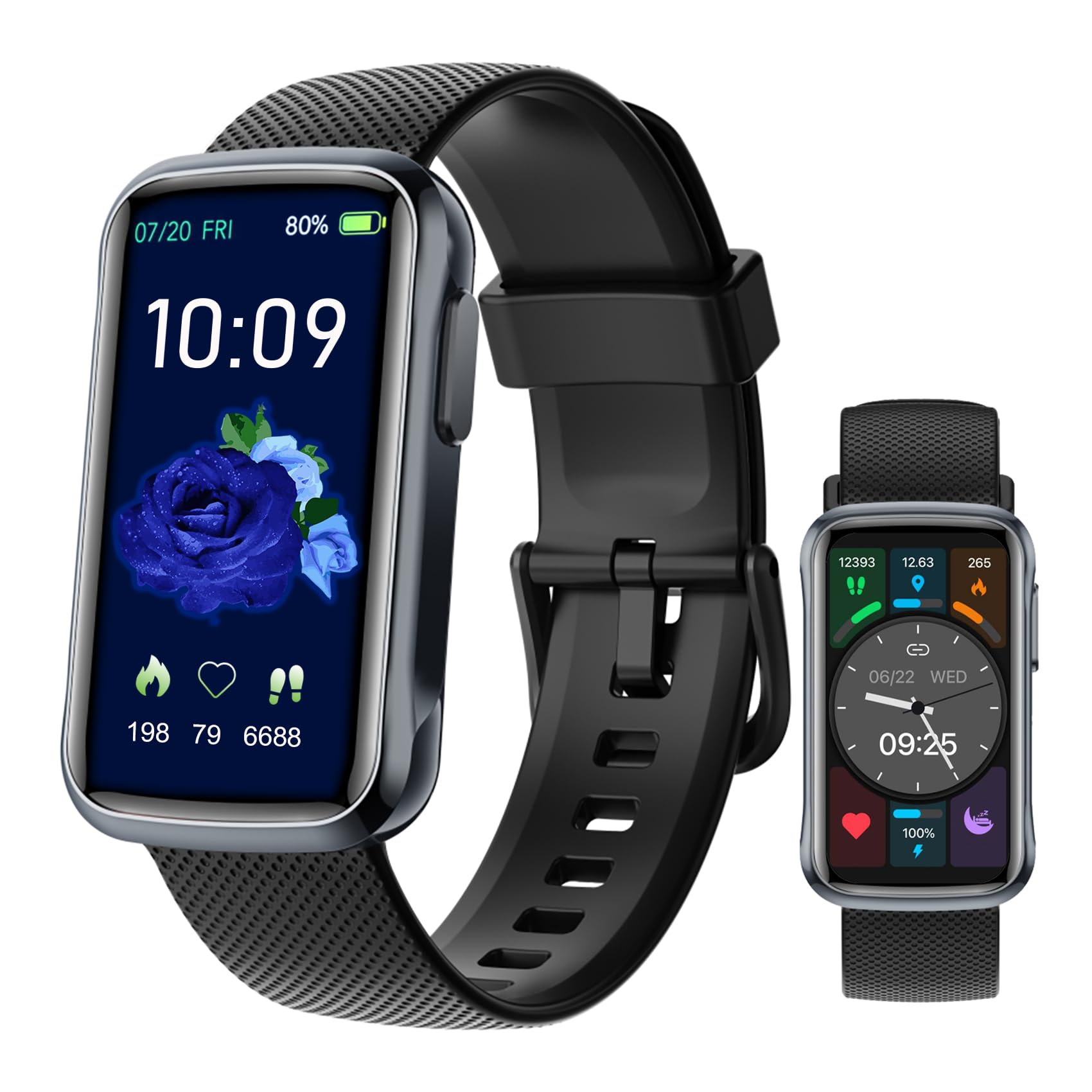 BLUELOVER Men's Women's Smart Watch, 1.47 Inch Sports Band, with Message alerts/Heart Rate/Sleep, for Android Phone/iPhone Compatible Fitness Tracker