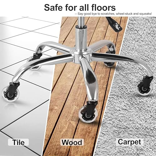 Miniatura 7 de Juego de 5 ruedas para silla de oficina con luces RGB que cambian de color, juego de 5 ruedas de repuesto de goma, ruedas universales silenciosas