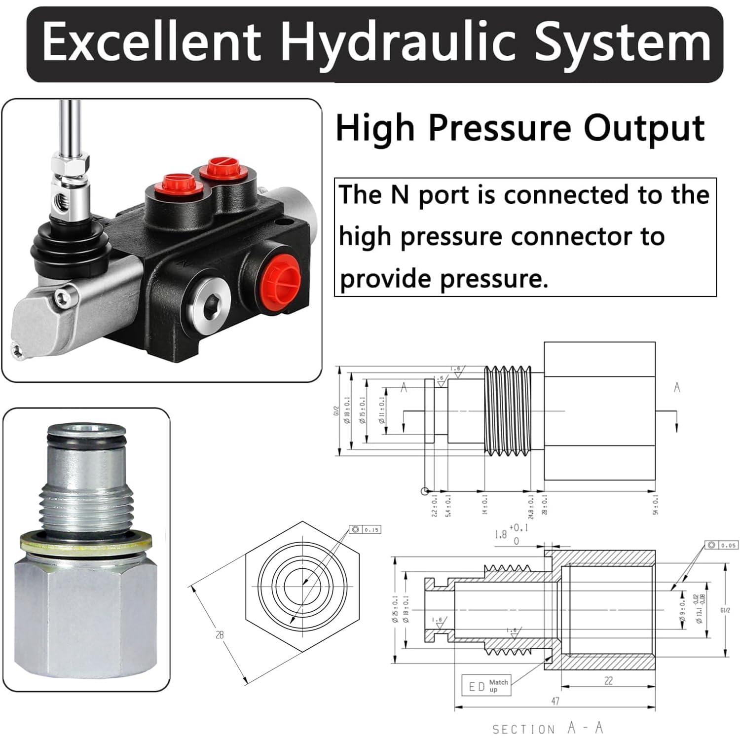 Prince MB21GB5C1 Directional Control Valve, Monoblock, Cast Iron, 2 Spool, 4 Ways, 4 Positions, Float, Spring Center, Float Detent, Straight Handle, 3500 psi, 8 gpm, In/Out: #8 SAE, Work #8 SAE