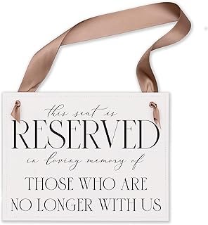 Ritzy Rose Wedding Memorial Chair Sign for Friends & Family No Longer With Us - 11x8.5 in Banner Tailored with Your Preferred Paper, Ribbon and Font Color