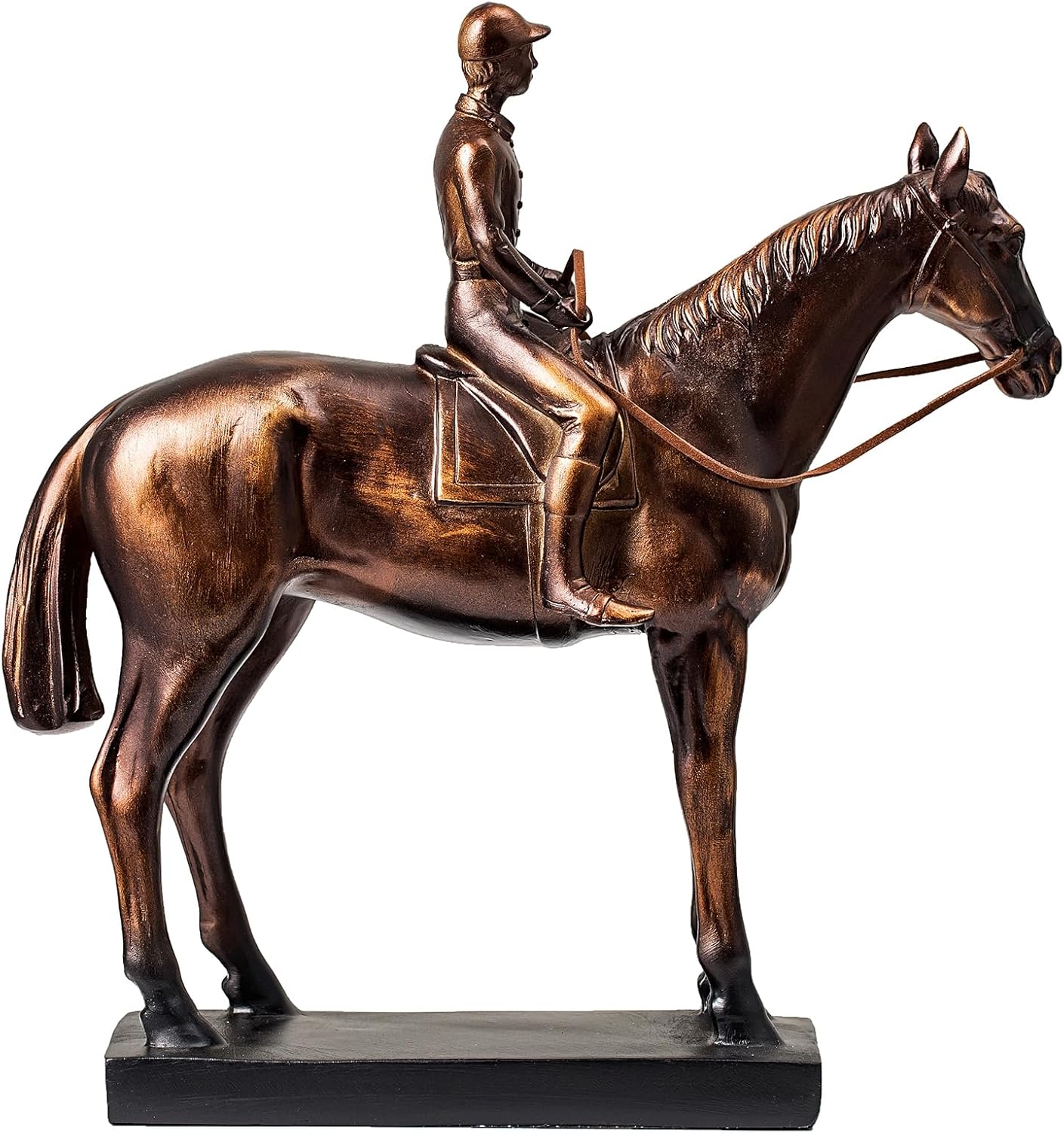 Lukitas Horse Rider Statues and Sculptures, Racing Figurine Home Decor, Equestrian Gift for Horse Lovers, Horseback Riding Ornament, Resin 10.5''