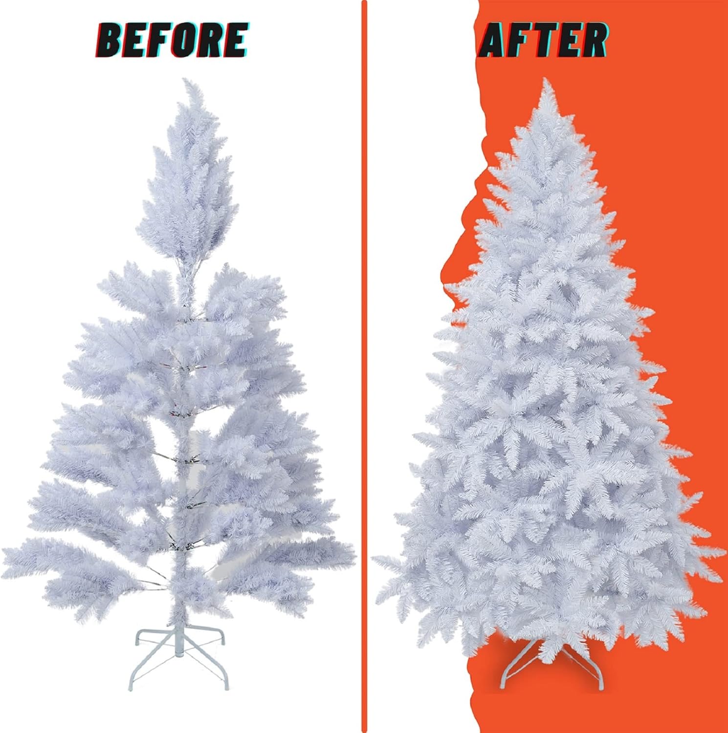 Soulty Artificial White Christmas Tree 6ft - Unlit Premium Hinged Full Classic Spruce Colorful Xmas Tree with 1176 PVC Tips & Foldable Metal Stand-Easy Assembly Holiday Party Decor for Home and Office