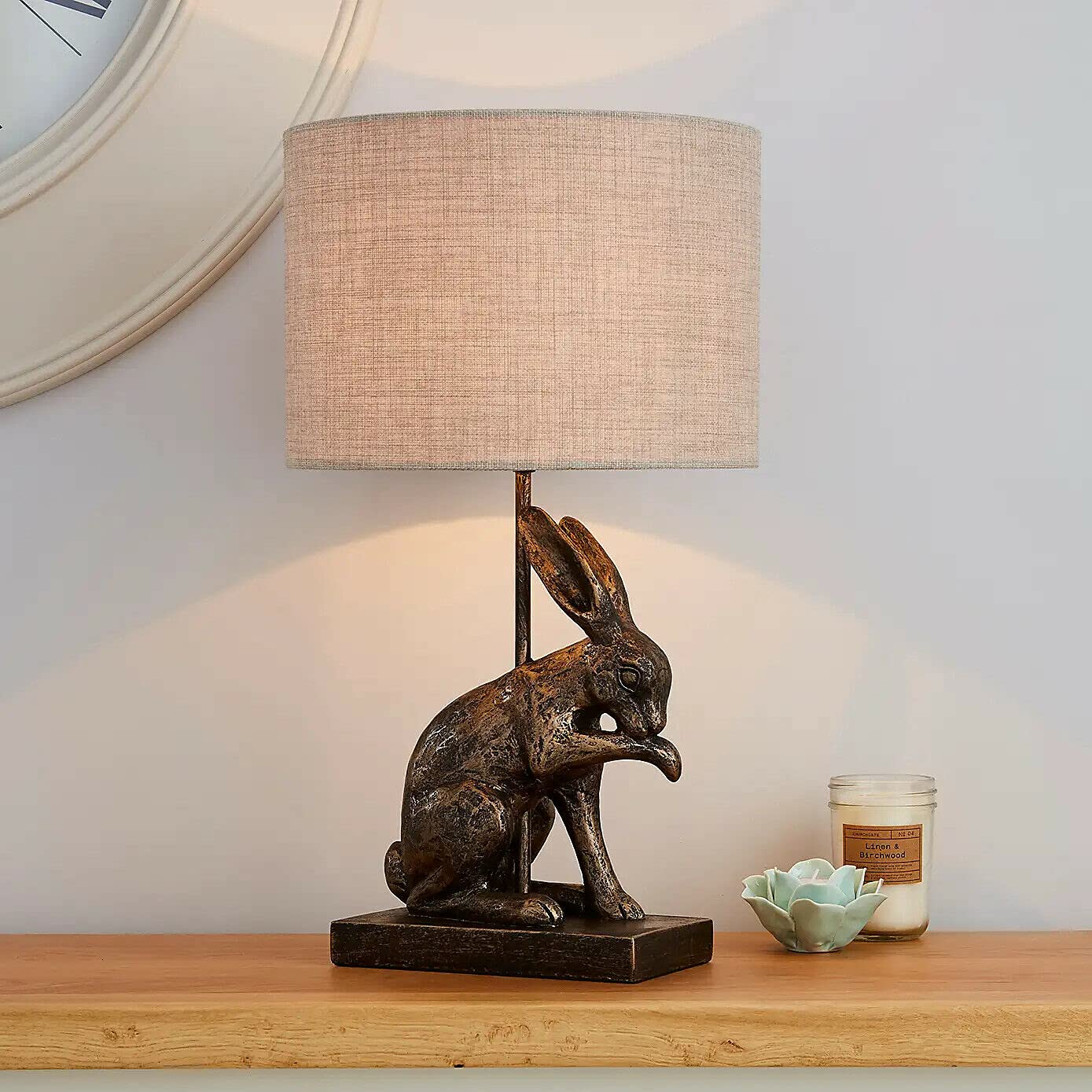 Eemkay Brass Eemkay® Gorgeous And Stunning Hare Rabbit Licking Paw Antique Design Table Lamp Home Decor M-21