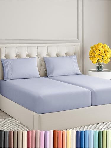 Vista 503 de Juego de sábanas de 4 piezas tamaño king, extrasuaves, transpirables y refrescantes con esquinas profundas, sábanas de fácil ajuste y sin arrugas
