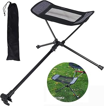 Folding Camping Chair Foot Rest, Portable Universal Recliner Lazy Retractable Footstool Leg Rest Chair for Camp Hiking Fishing Beach