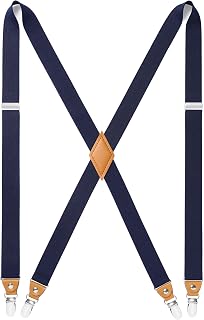 HISDERN Braces for Men Wide 2.5 cm with Very Strong 4 Metal Clips Elastic and Adjus…