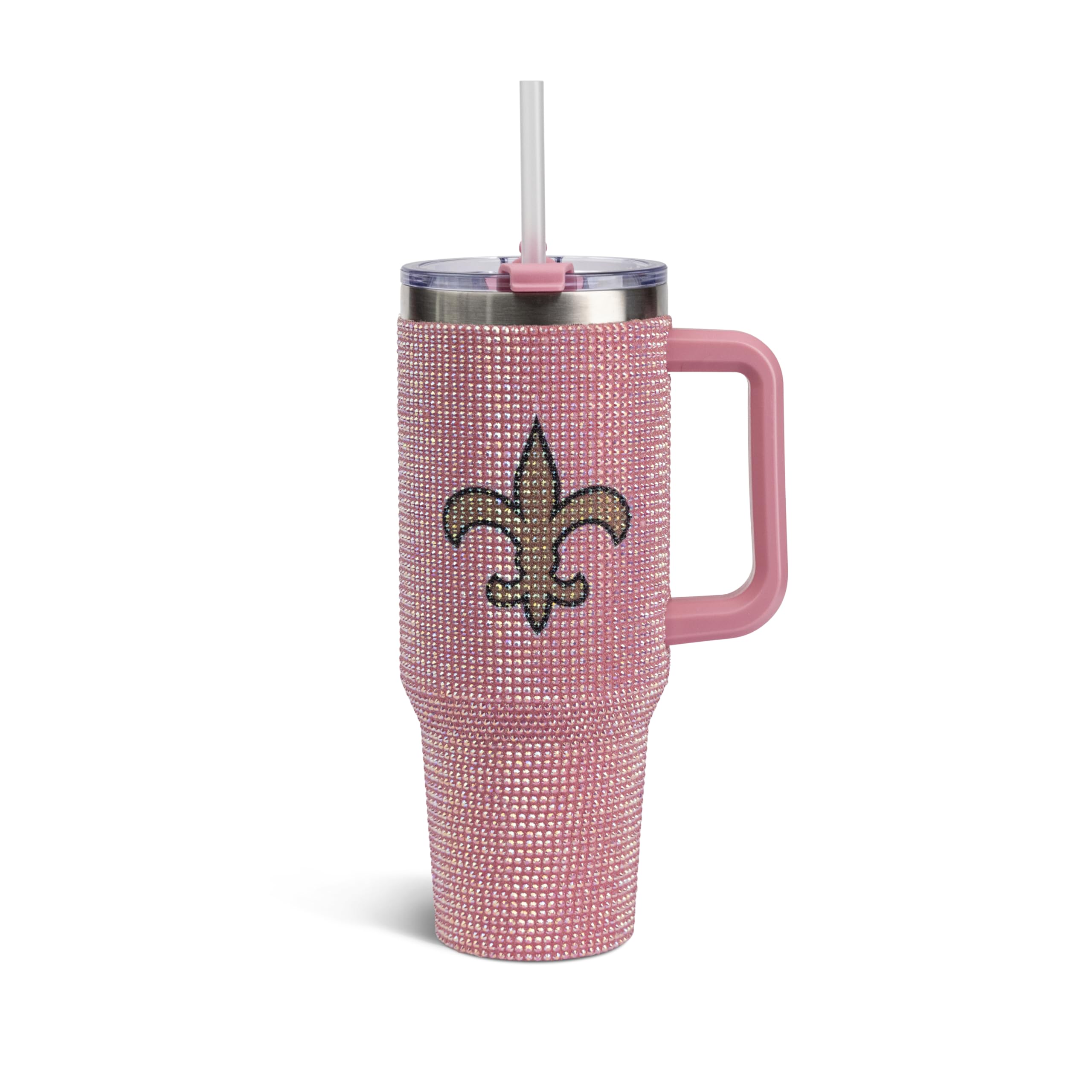 The Memory Company Officially Licensed 40oz Pink Bling Game Day Tumbler, New Orleans Saints
