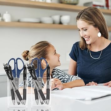 Top-spring Acrylic Pen Pencil Holder, 2 Pack Clear Desk Organisers for Pens, Pencils, Makeup Brushes, Pen Pot for Classroom, Office,Stationary Organiser (A)