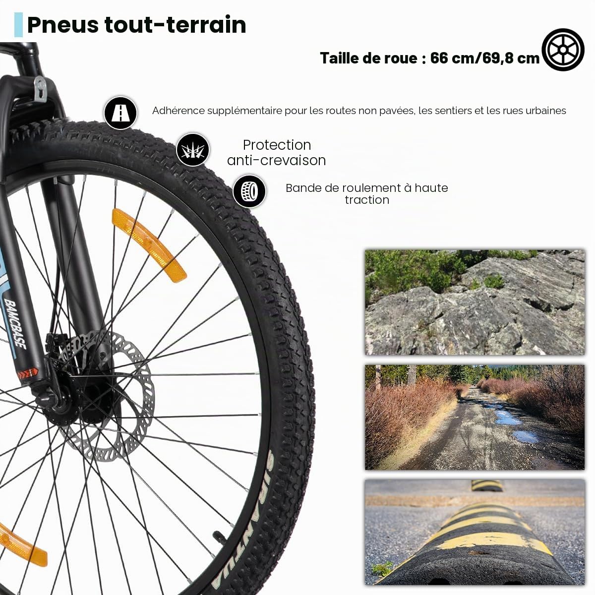 Hiland 26" 27,5" VTT pour homme et femme avec cadre en aluminium, 21 vitesses Hardtail Vélo pour adulte avec frein à disque, noir/bleu/vert/violet/blanc