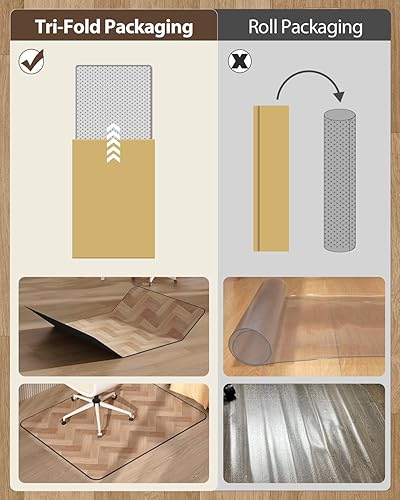 Miniatura 2 de Blvornl Desk Chair Mat for Hardwood Floor, 35" x 48" Wood Grain Office Chair Mats for Rolling Chairs, Anti Slip Computer Chair Mat for Hard Floors
