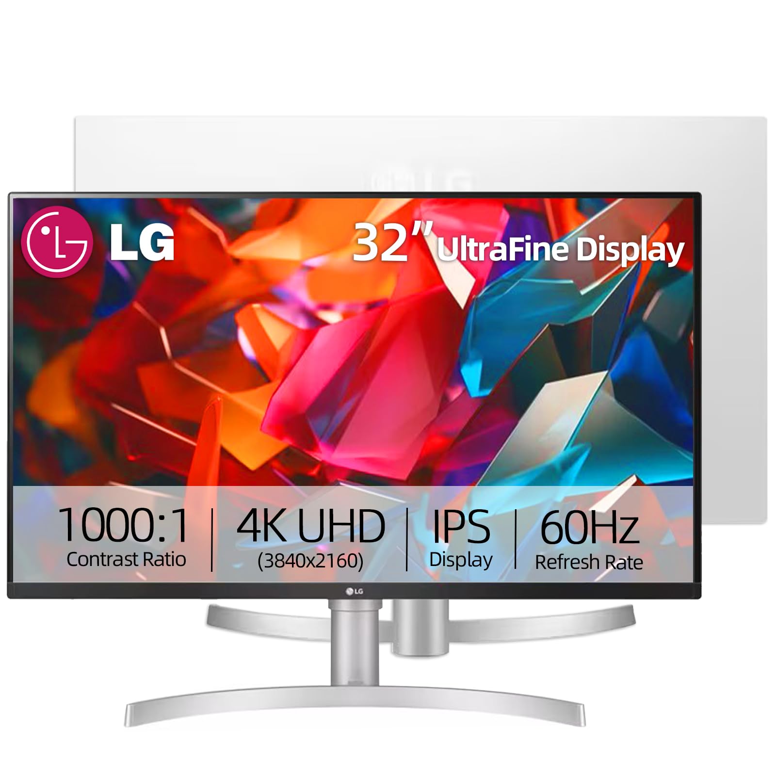 LG 32 Inch Ultrafine IPS 4K UHD Monitor, Widescreen, AMD FreeSync, HDR10, 95% DCI-P3, Black Stabilizer, Dual Controller, DisplayPort & HDMI, 3-Side