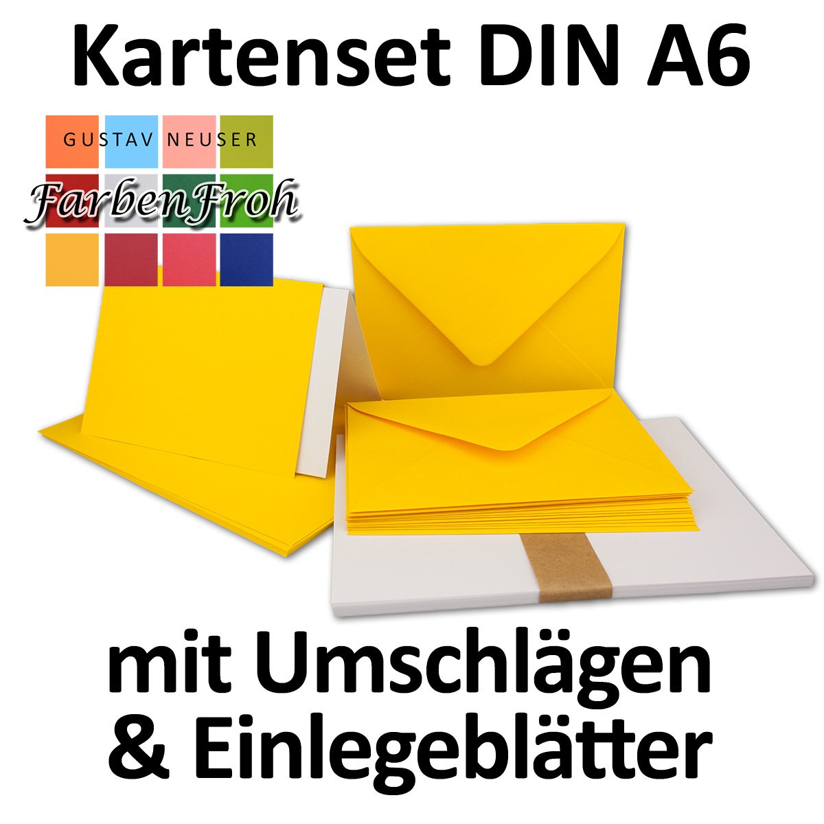 Folded cards, DIN A6 - C6, wet sealing, with inlay 25 Karten-Sets Honey Yellow, 12-Honey yellow, 25 card sets - Image 3