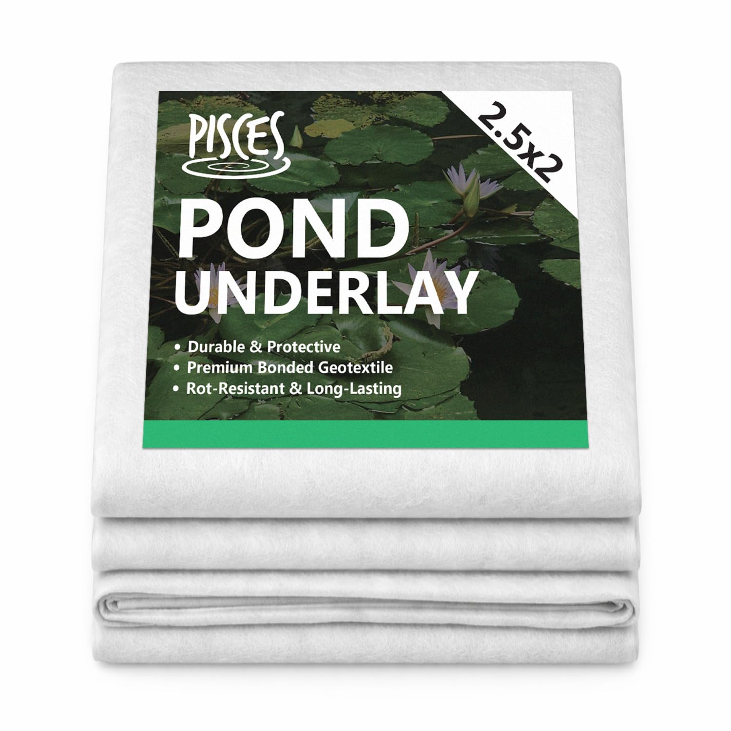 Pisces Pond Underlay 2m x 2.5m (5 sq.m) Flexible & Durable Aquatic Liner for Ponds, Fountains, Streams