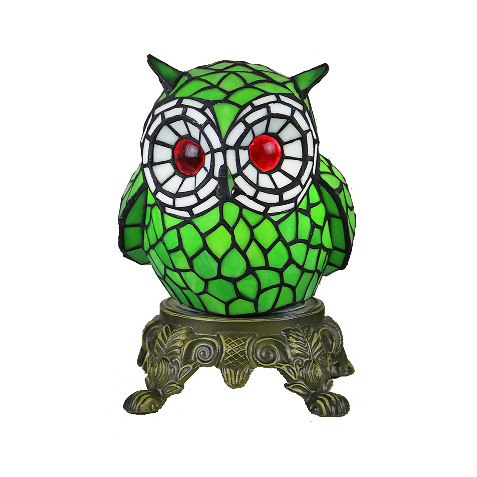 ライト　フクロウ　シェードランプ　卓上ランプ　ステンドグラスライト　美品 Amazon.co.jp : Yinhamnl レトロ ステンドグラス フクロウ