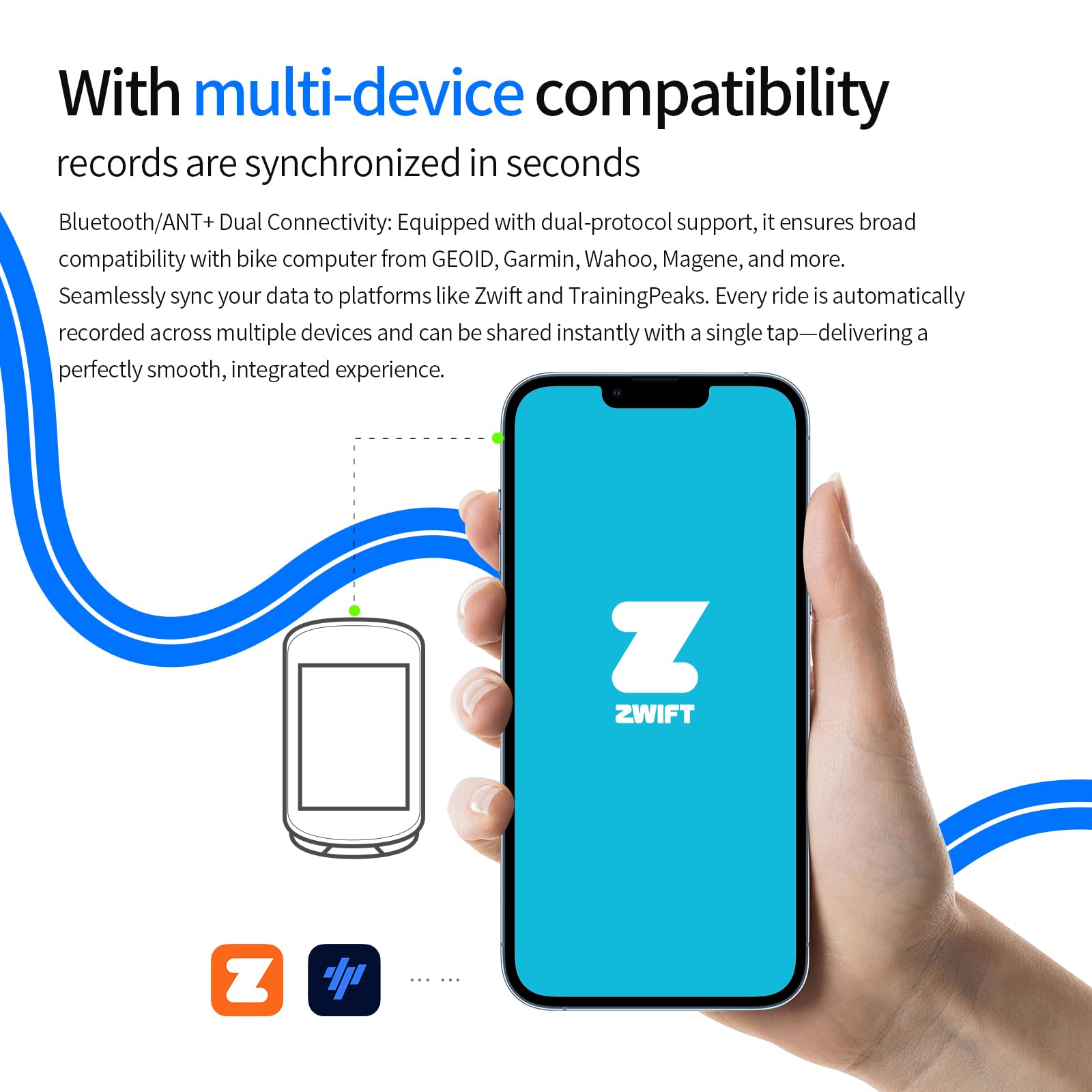 GEOID PM500 Miernik mocy do roweru szosowego - lekki wał korbowy 680g z dokładnością ± 1,5%, bateria 300 godzin, 110 BCD, Bluetooth/Ant+, IPX7 wodoodporny