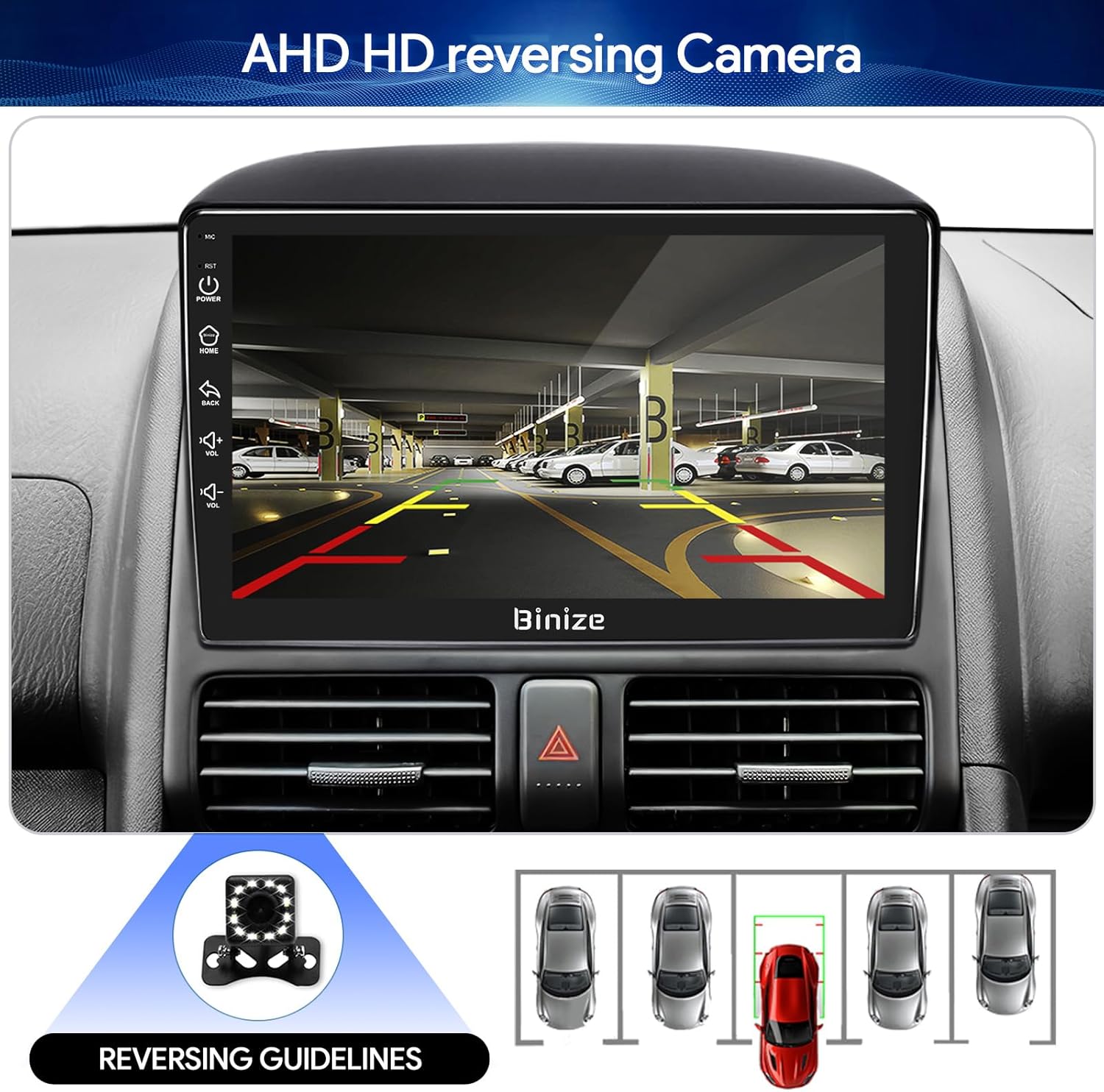 BINIZE Android 13 Car Stereo Radio Compatible with Honda CRV 2002 2003 2004 2005 2006 with Wireless CarPlay Android Auto,Touch Screen Bluetooth Car Radio with GPS WiFi HiFi FM/RDS Backup Camera