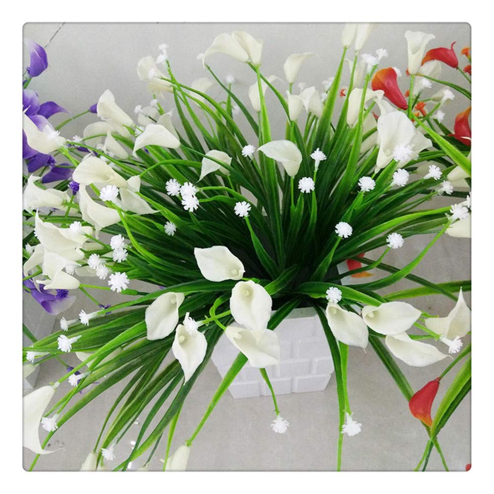 Calla Fiore Artificiale con Bouquet di Foglie Giglio Finto in Plastica Piante Acquatiche Decorazione Domestica della Stanza 34cm