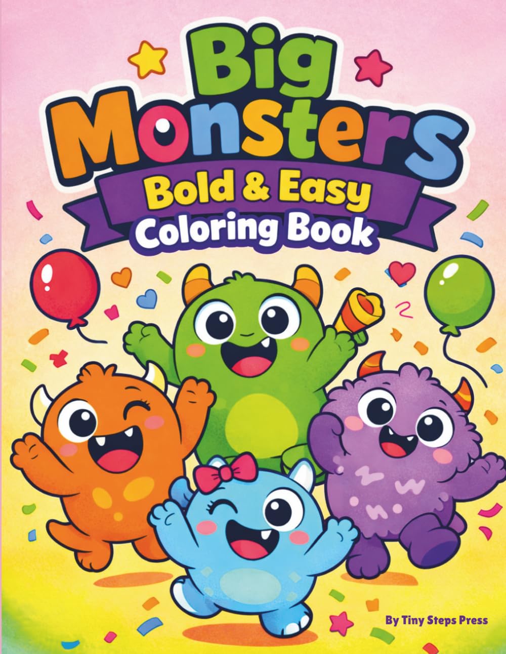 Big Monsters Bold & Easy Coloring Book: Big Simple Coloring Pages of Friendly Monsters for Ages 3–5 | Thick Lines for Easy Coloring