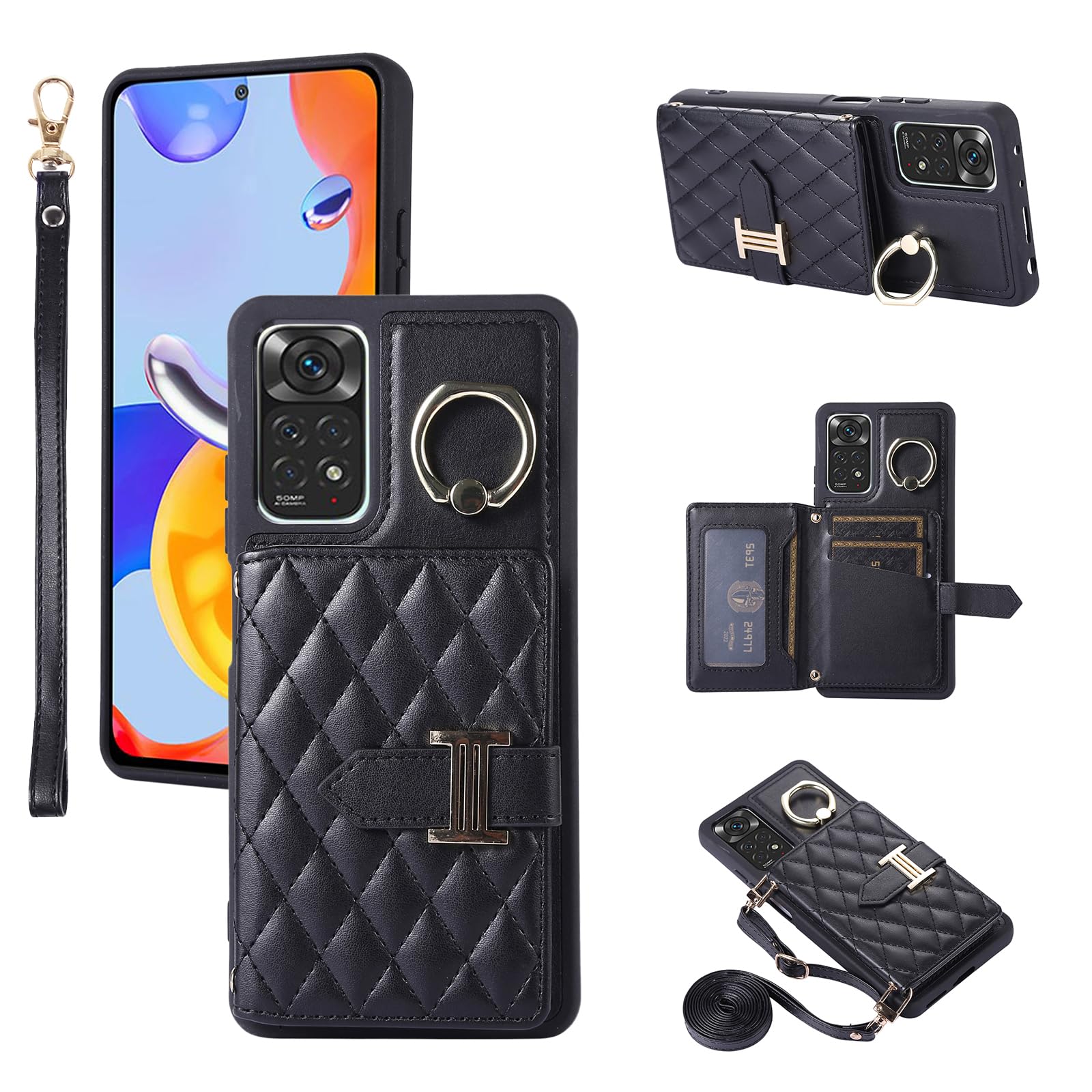 Custodia per telefono per Xiaomi Redmi Note 11 Pro 4G/5G Custodia a portafoglio con tracolla Custodia per telefono per Xiaomi Redmi Note 11 Pro 4G/5G Custodia a portafoglio con tracolla