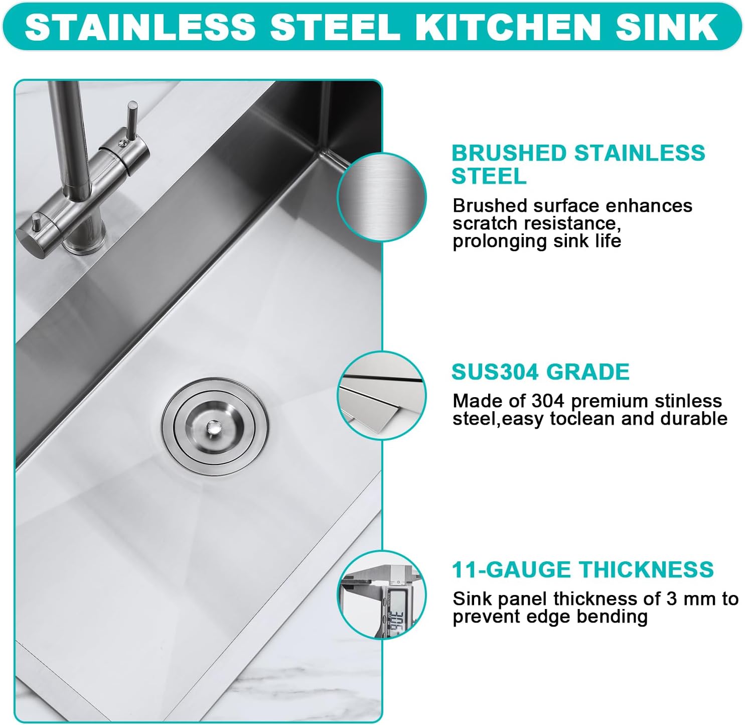 28x18 Inch Drop in Kitchen Sink, 304 Stainless Steel Single Bowl with Dual Faucet Holes & Bottom Grid Mat, 9" Deep Large Sink for Spacious Kitchen, Laundry, Bar, Commercial Prep Station