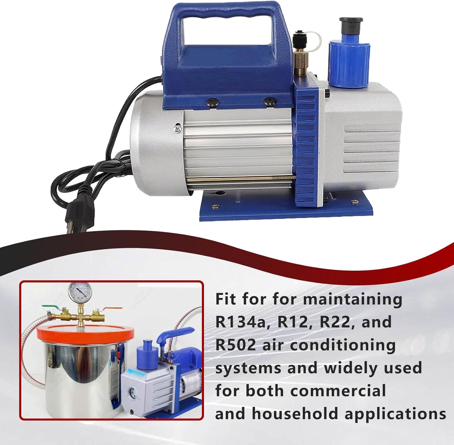 findmall Vacuum Pump 110V 4.5CFM 1/3HP Single Stage Air Vacuum Pump Fit for R134a, R12, R22, and R502 air Conditioning Systems